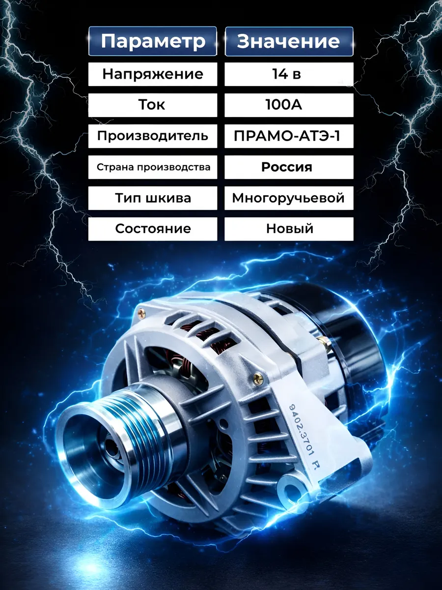 Генератор (100 А) Ваз 2110-12-08-99 инж ПРАМО- АТЭ-1 (4шт)