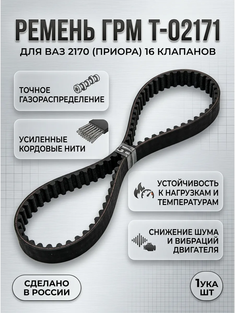 Ремень ГРМ (Мотора) Ваз 2170 16кл зубчатый ANDYCAR