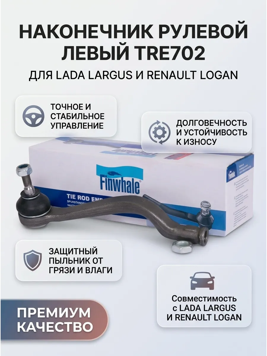 Наконечник рулевой левый Лада Ларгус, Логан Finwhale (12шт)
