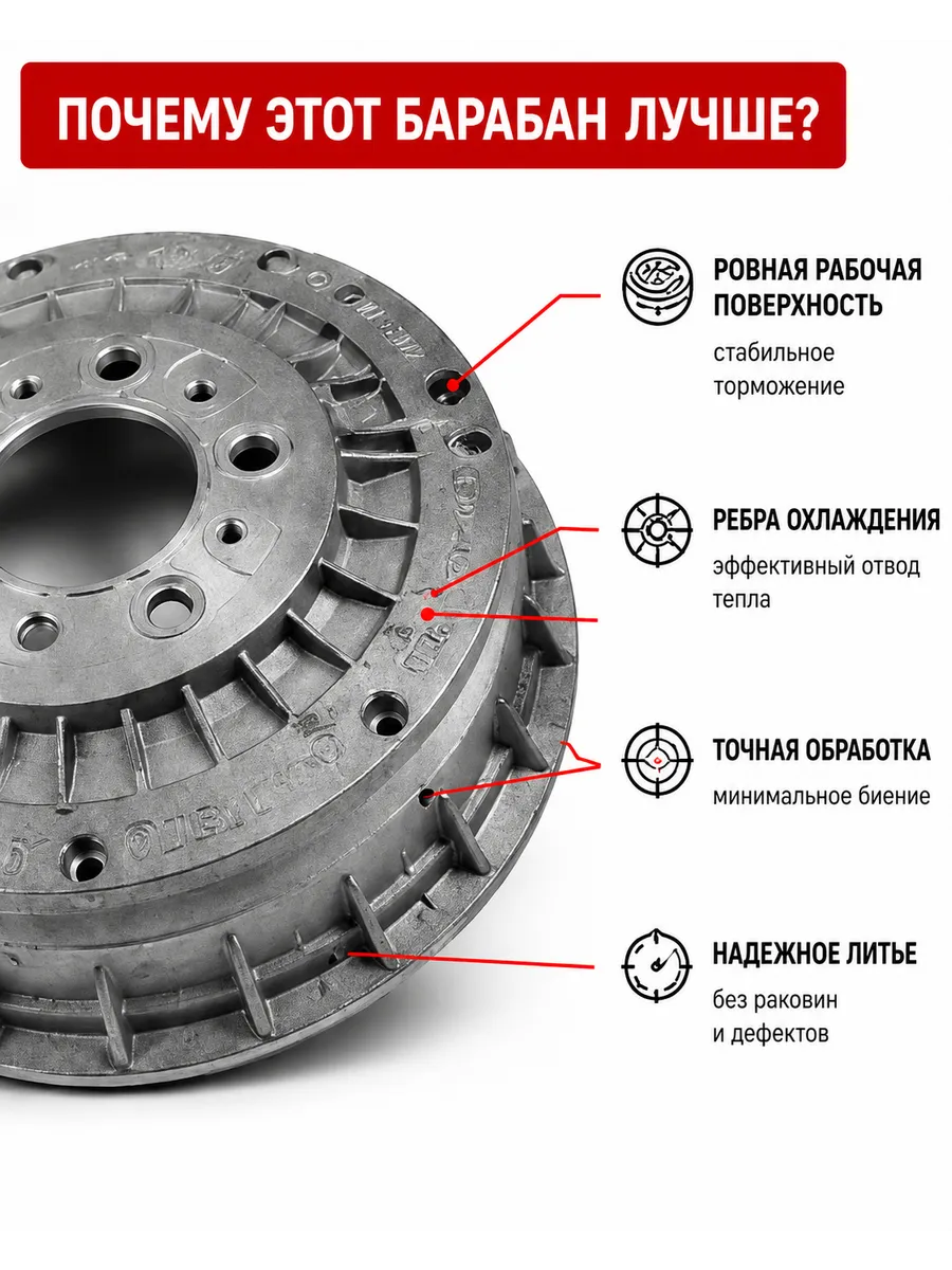 Барабан торм Ваз 2108 задний KUMZauto