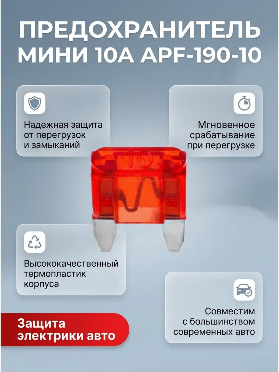 Предохранители (Набор мини 10А - 10шт) МАЯК