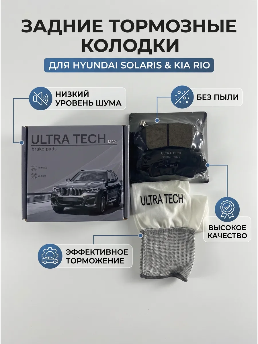 Колодки тормозные задние Hyundai Solaris (17-) Kio Rio (17-) (керам) ULTRA TECH