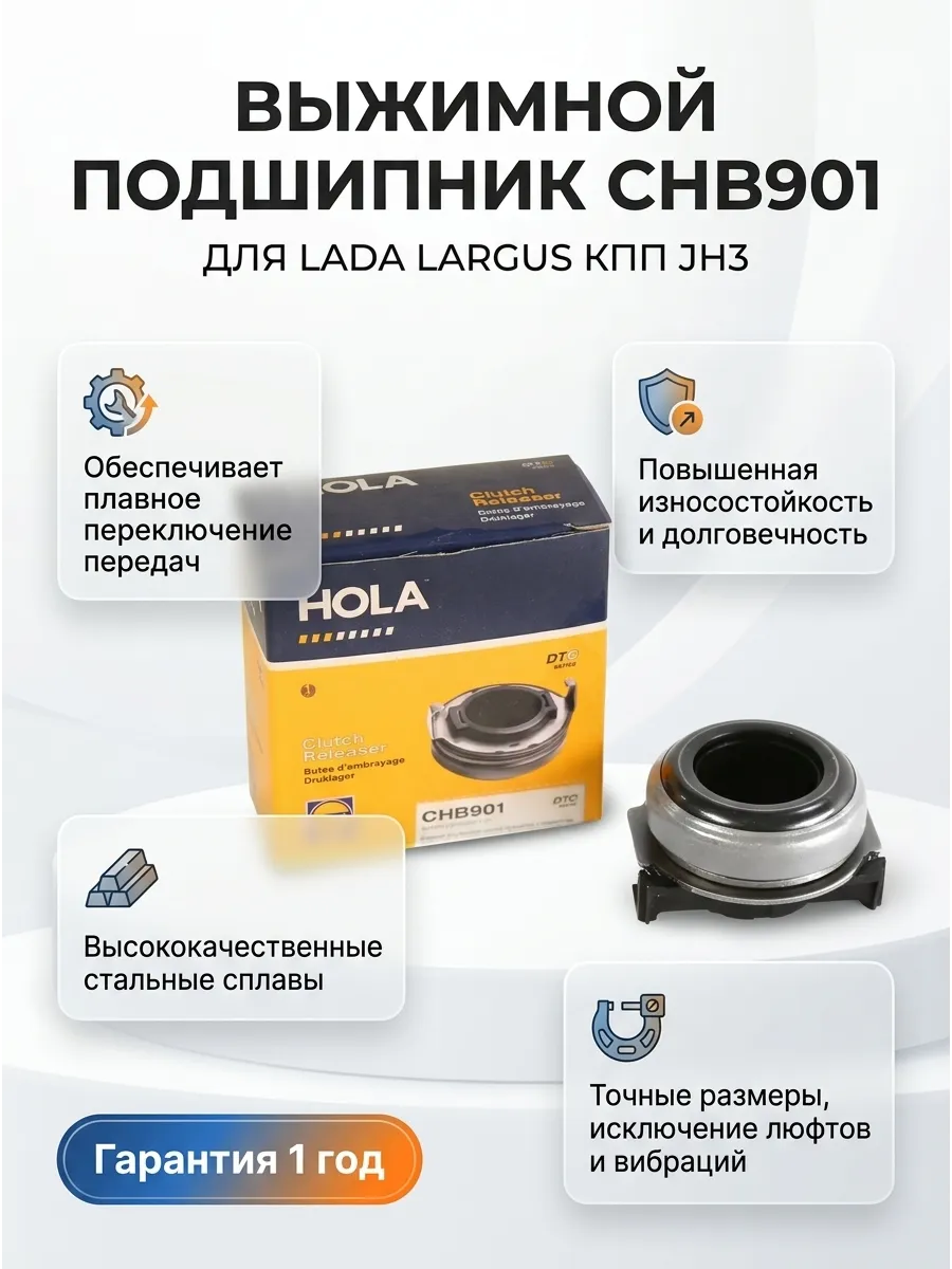 Выжимной подшипник Лада Ларгус (1.6 8V,КПП JH3) Hola