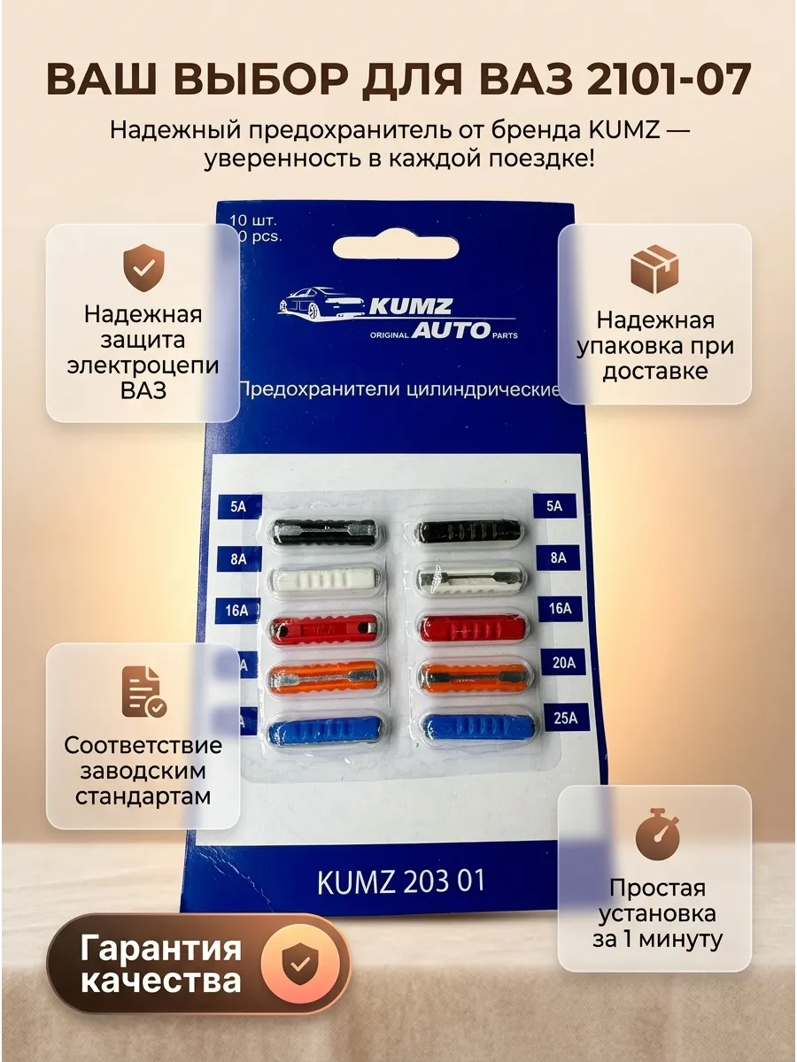 Предохранители цилиндрические Ваз 2101-06 KUMZ