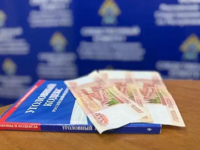 Банкноты лежат на экземпляре Уголовного кодекса России.