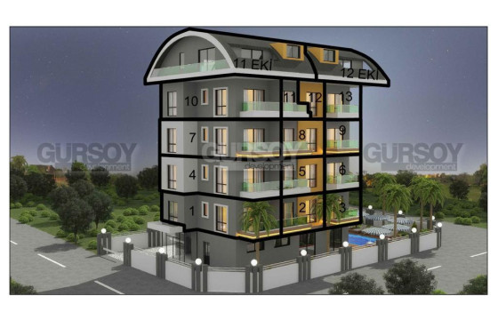 Апартаменты 1+1 в верхней Обе, 61 м2 в Турции - фото 9