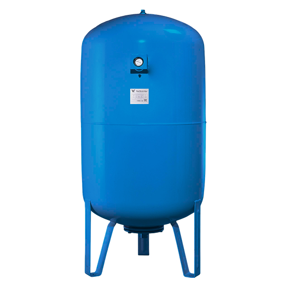 Бак мембр.верт. CW-LV 100  16bar -10 °C / + 99 °C 1" на ножках c манометром (синий)