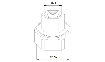 Резьбовое б/р соединение  G 1 1/2 х Rp 1  GG  (к-т 2 шт) Grundfos