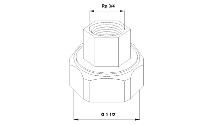 G 1 1/2 х Rp 3/4  GG  резьбовое б/р соединение  (к-т 2 шт)  GRN525191                                                                                  Grundfos