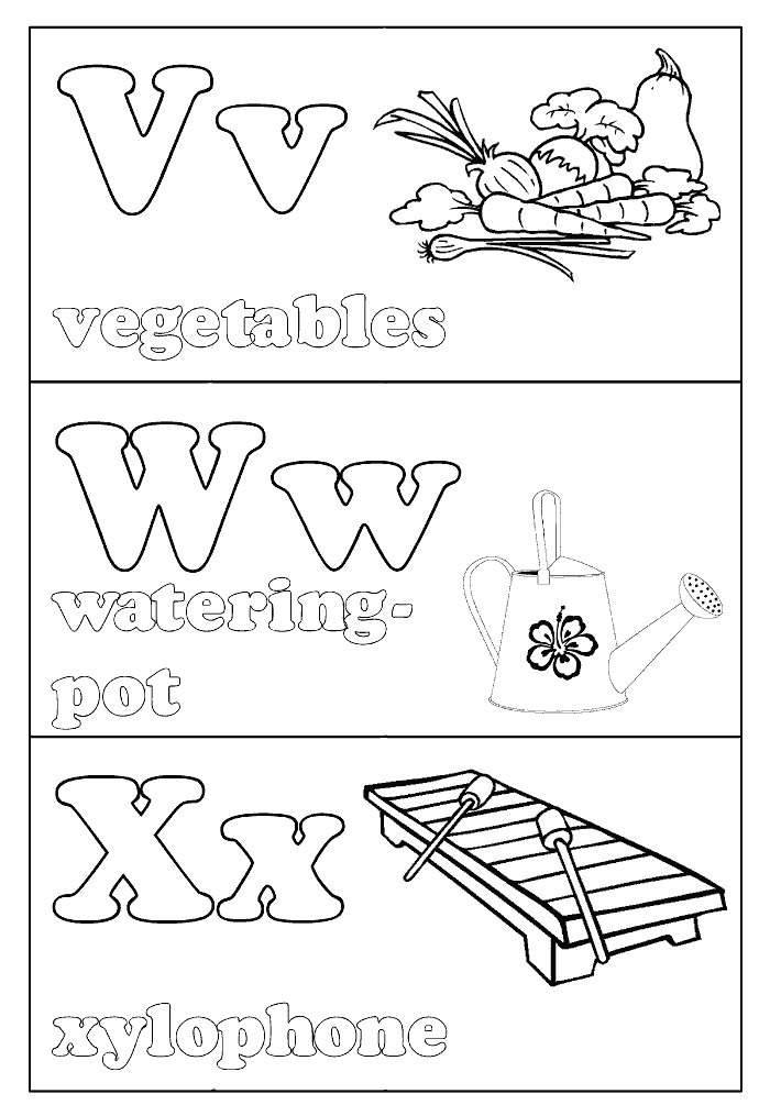 Буквы V, W,  X