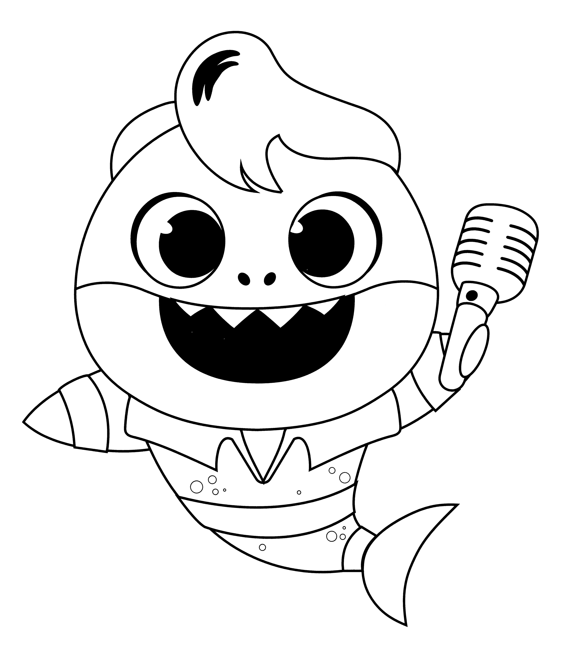 Раскраска Акулёнок певец