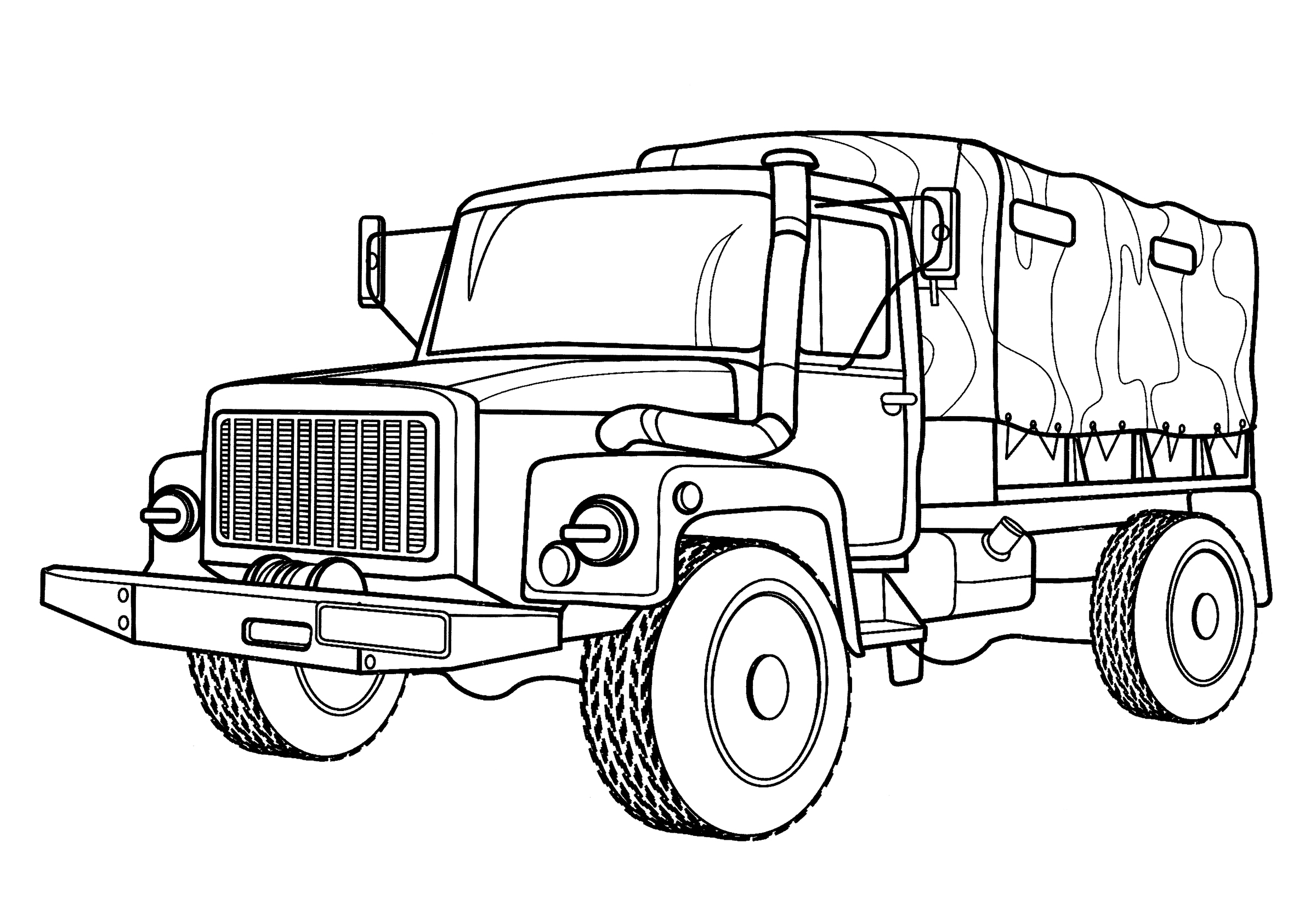 Раскраска Армейский грузовик ГАЗ-33097 "Садко"