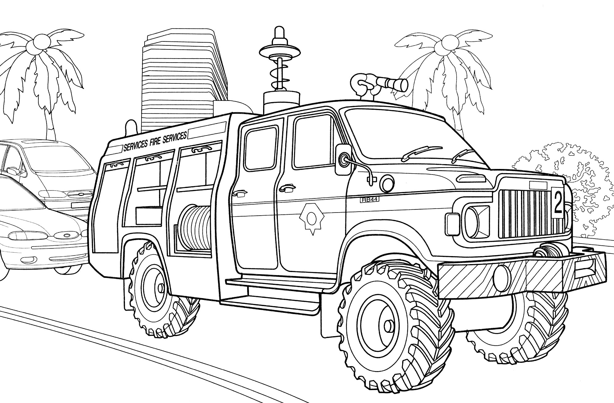 Раскраска Автомобиль службы спасения Hummer