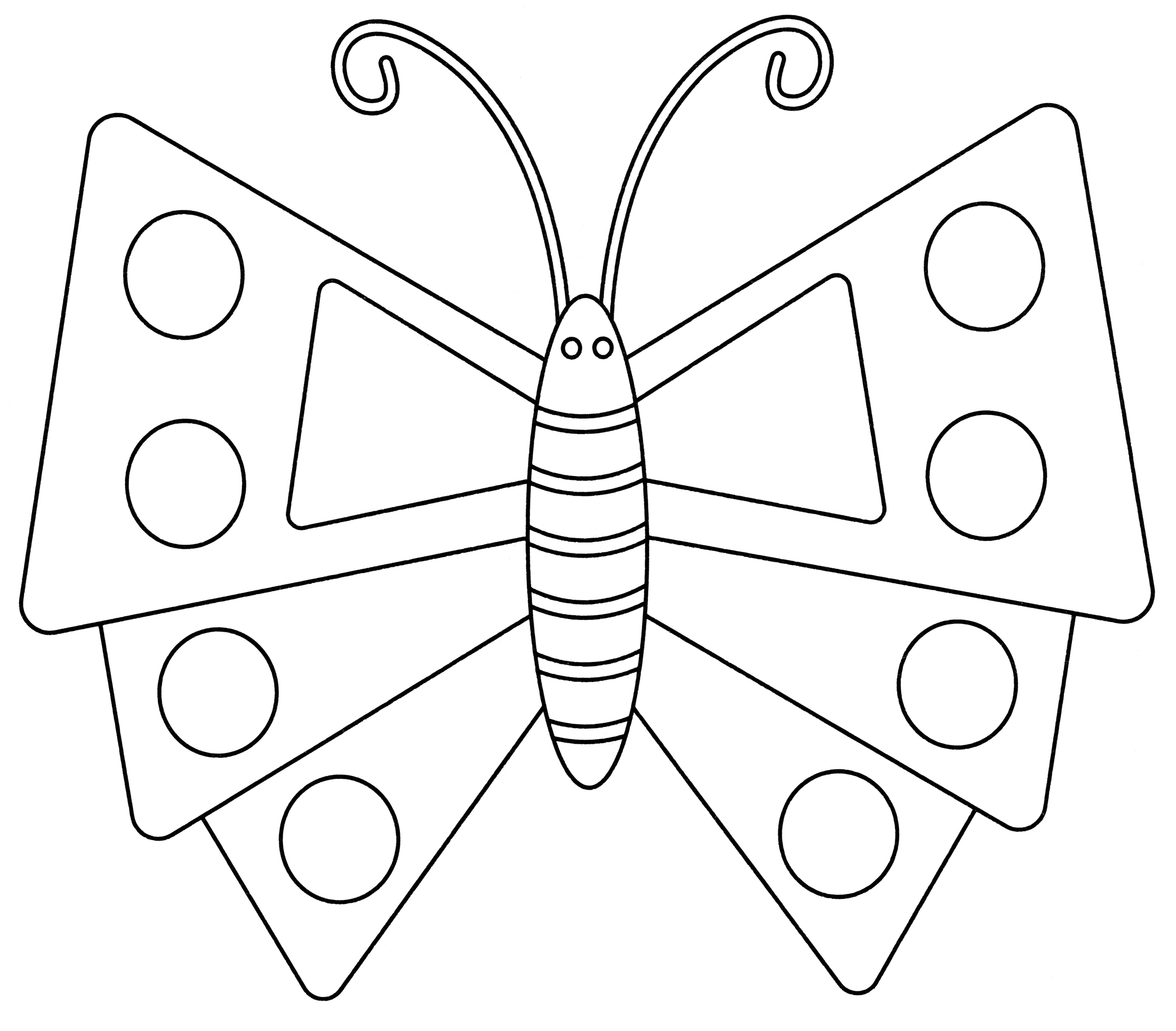 Раскраска Бабочка с треугольными крылышками