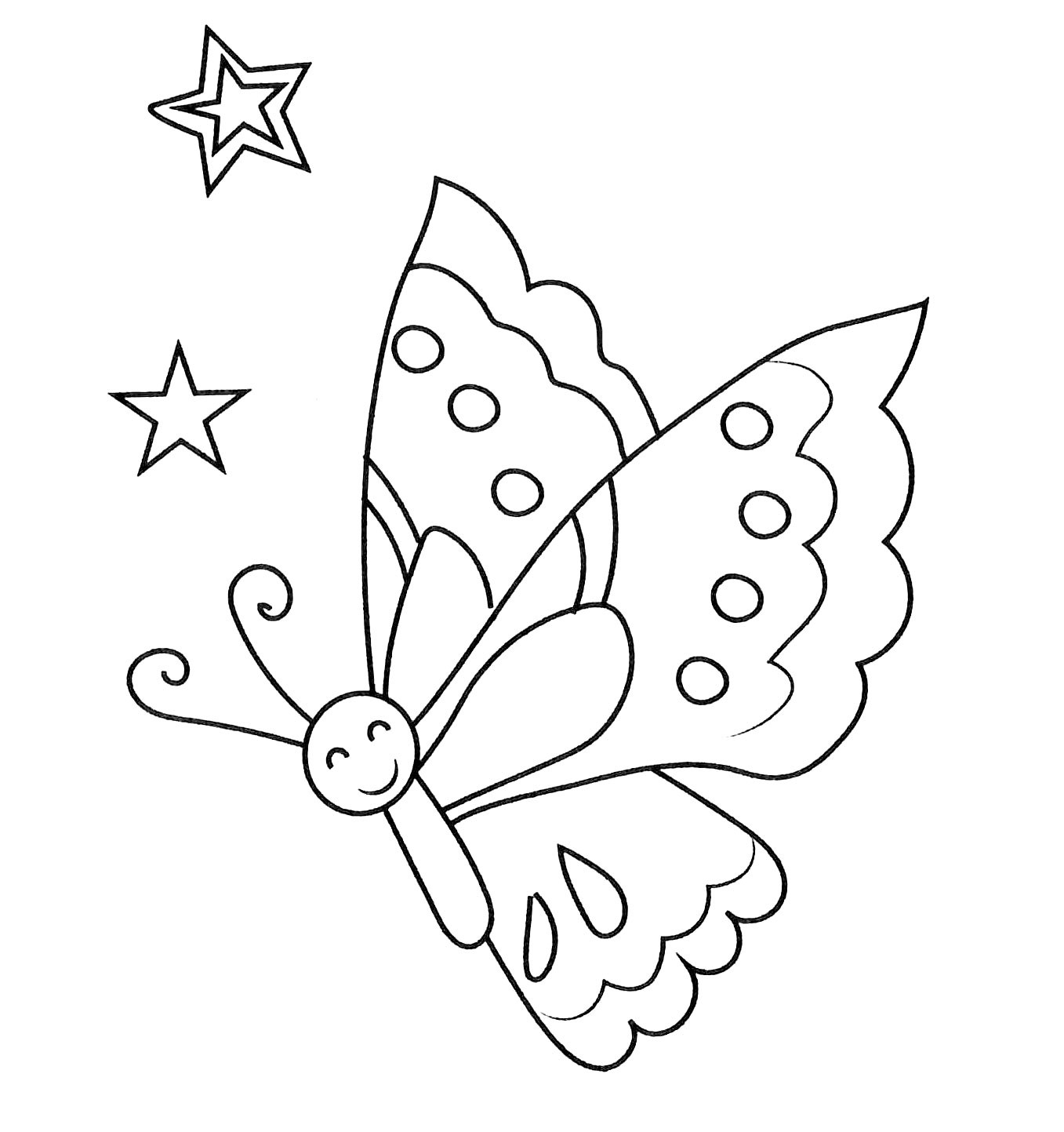 Раскраска Бабочка улыбается