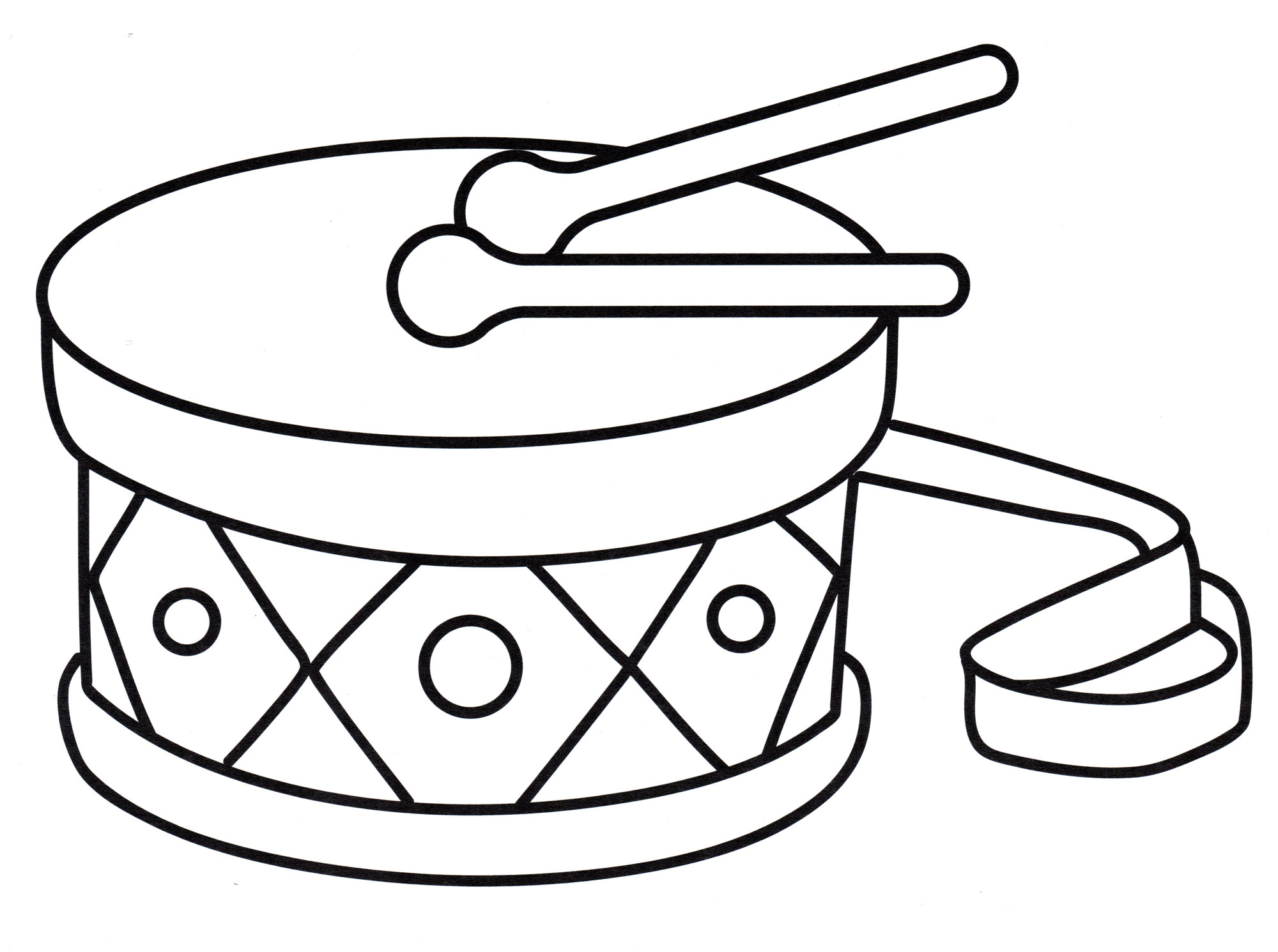 Раскраска Барабан с палочками