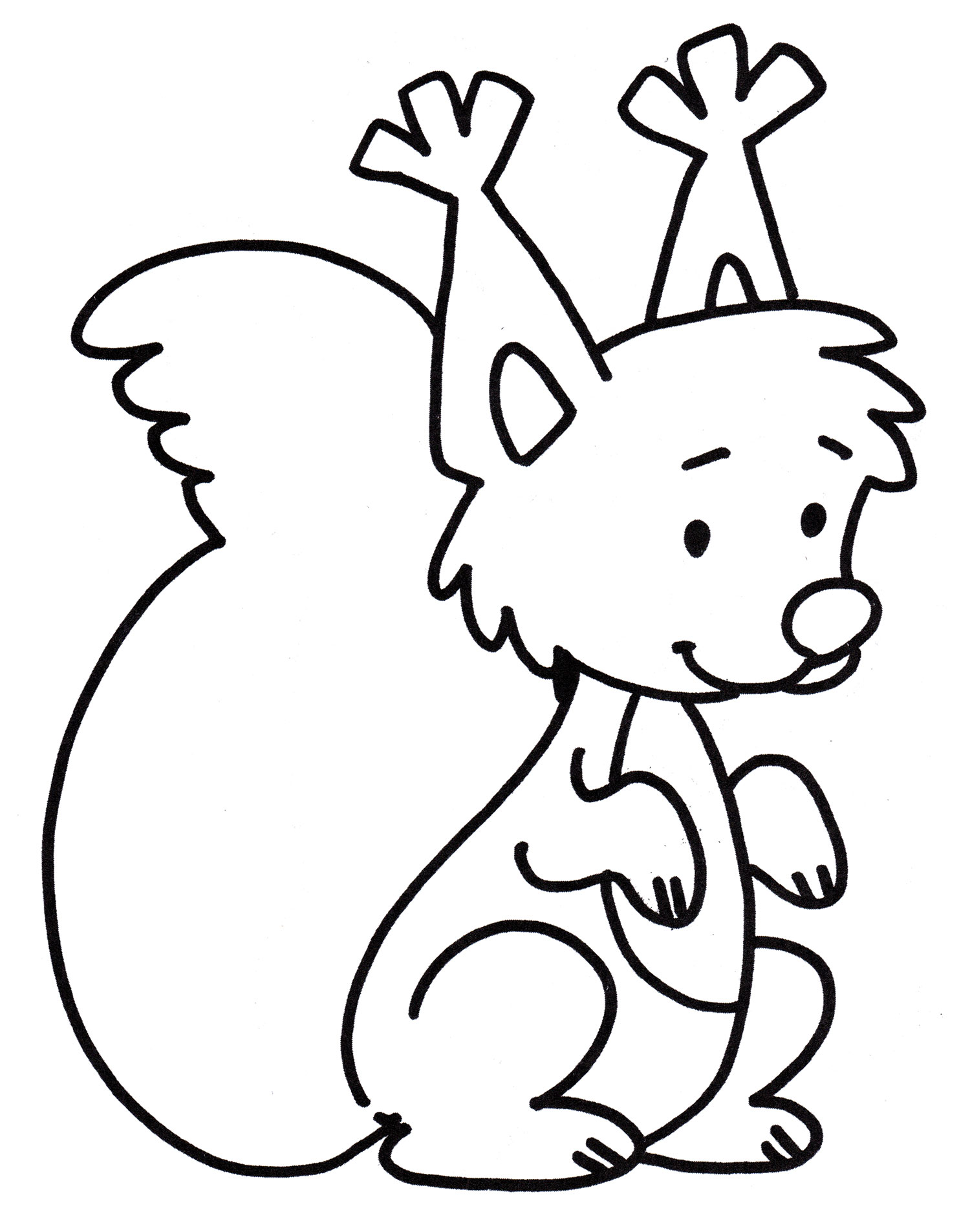 Раскраска Белка с большим хвостом