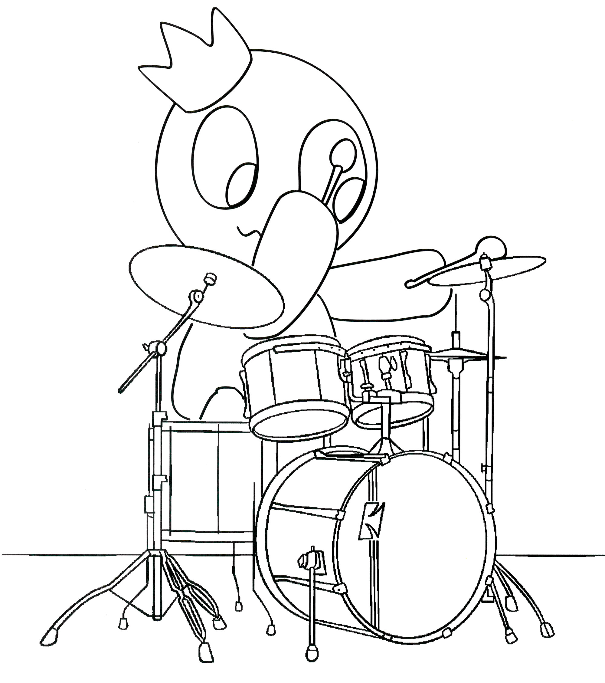 Раскраска Блю играет на барабанах