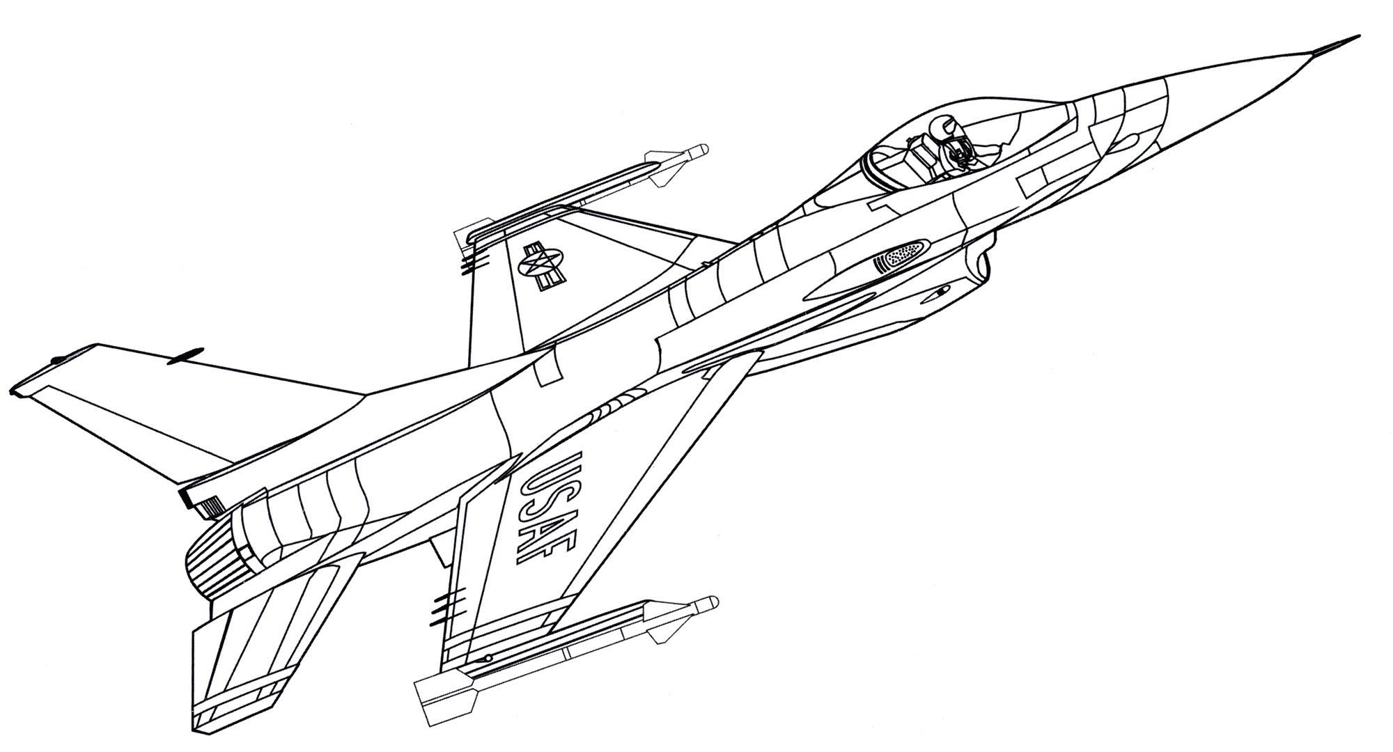 Раскраска Бомбардировщик F-16C