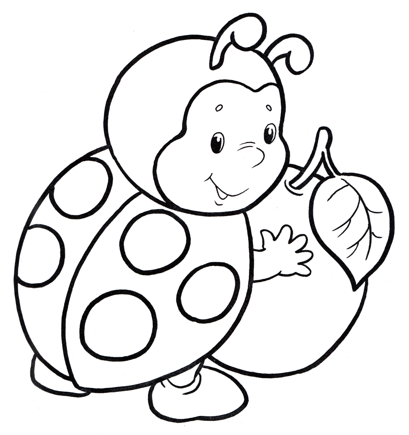 Раскраска Божья коровка нашла ягодку