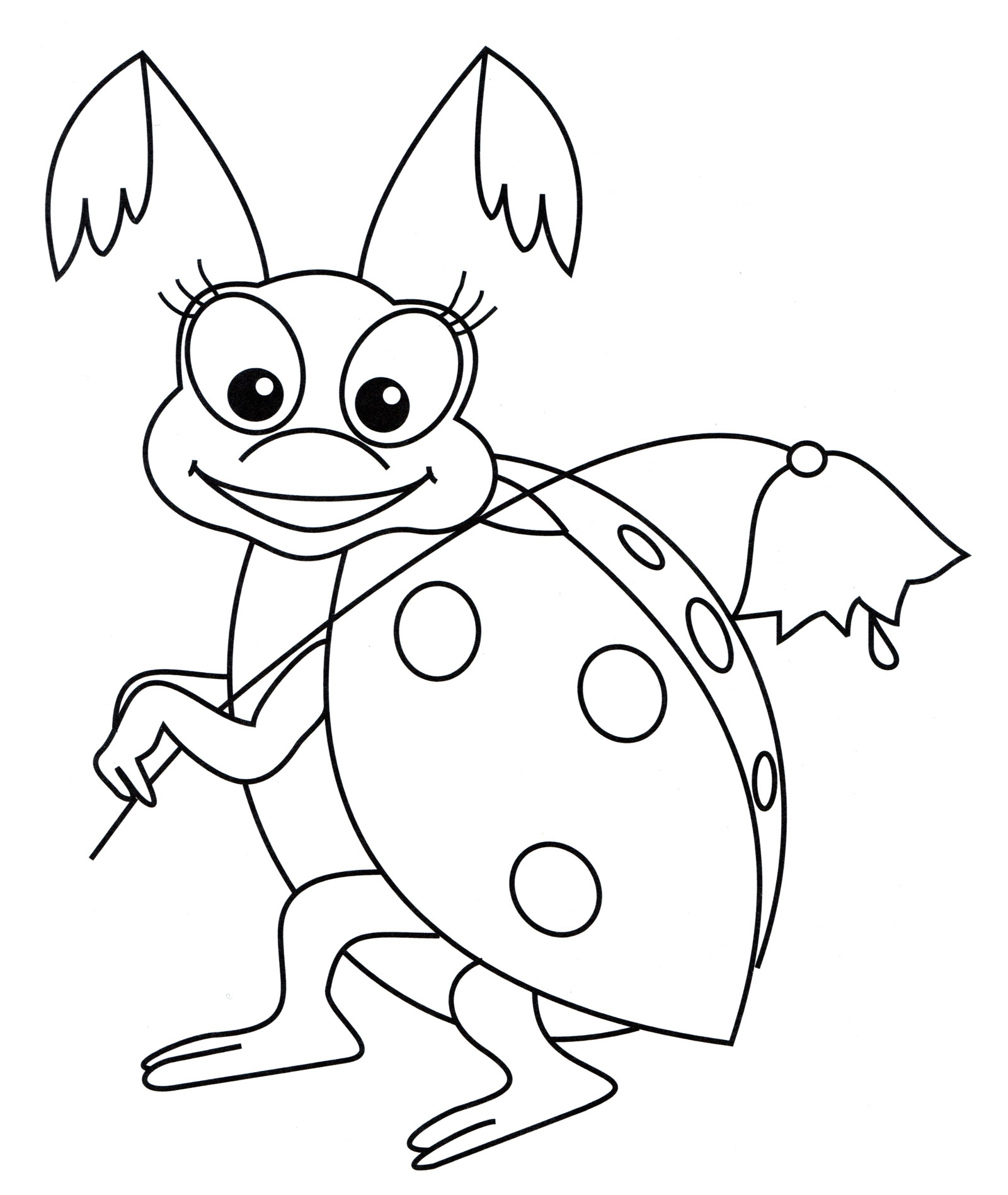 Раскраска Божья коровка с цветочком