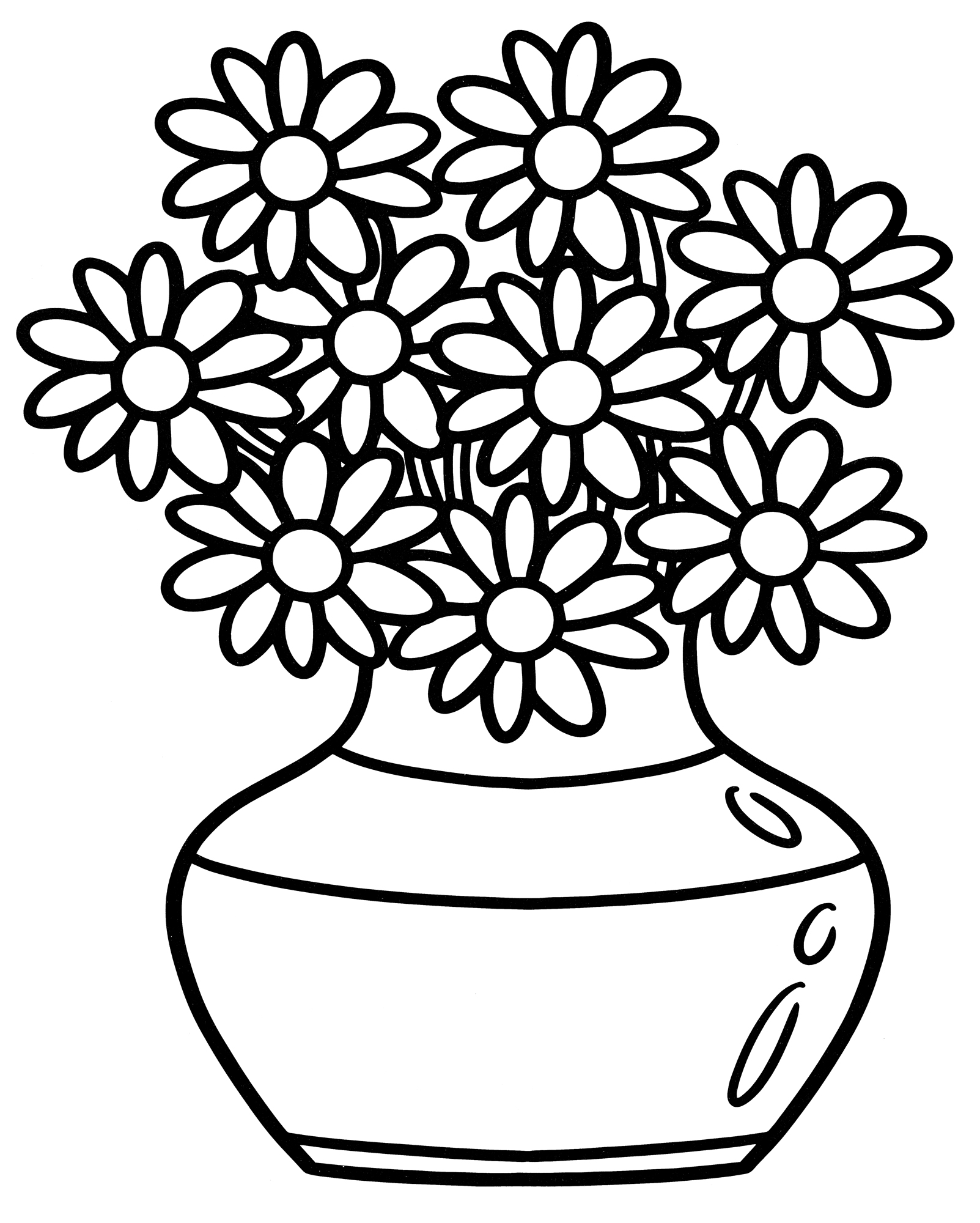 Раскраска Букет ромашек в вазе