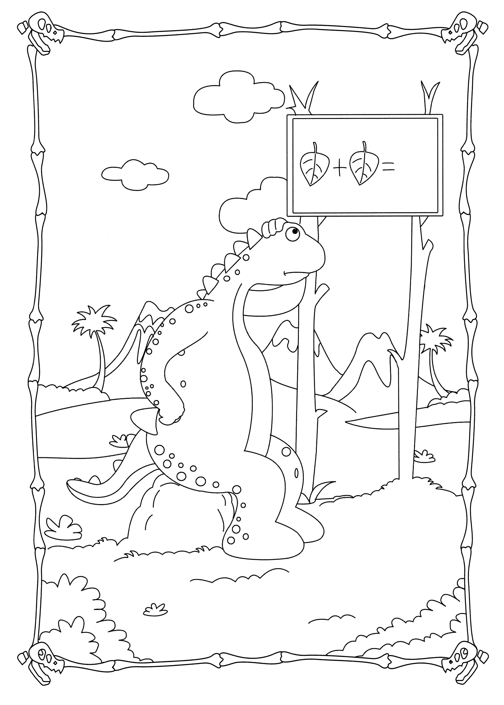 Раскраска Динозавр с шипами на спине