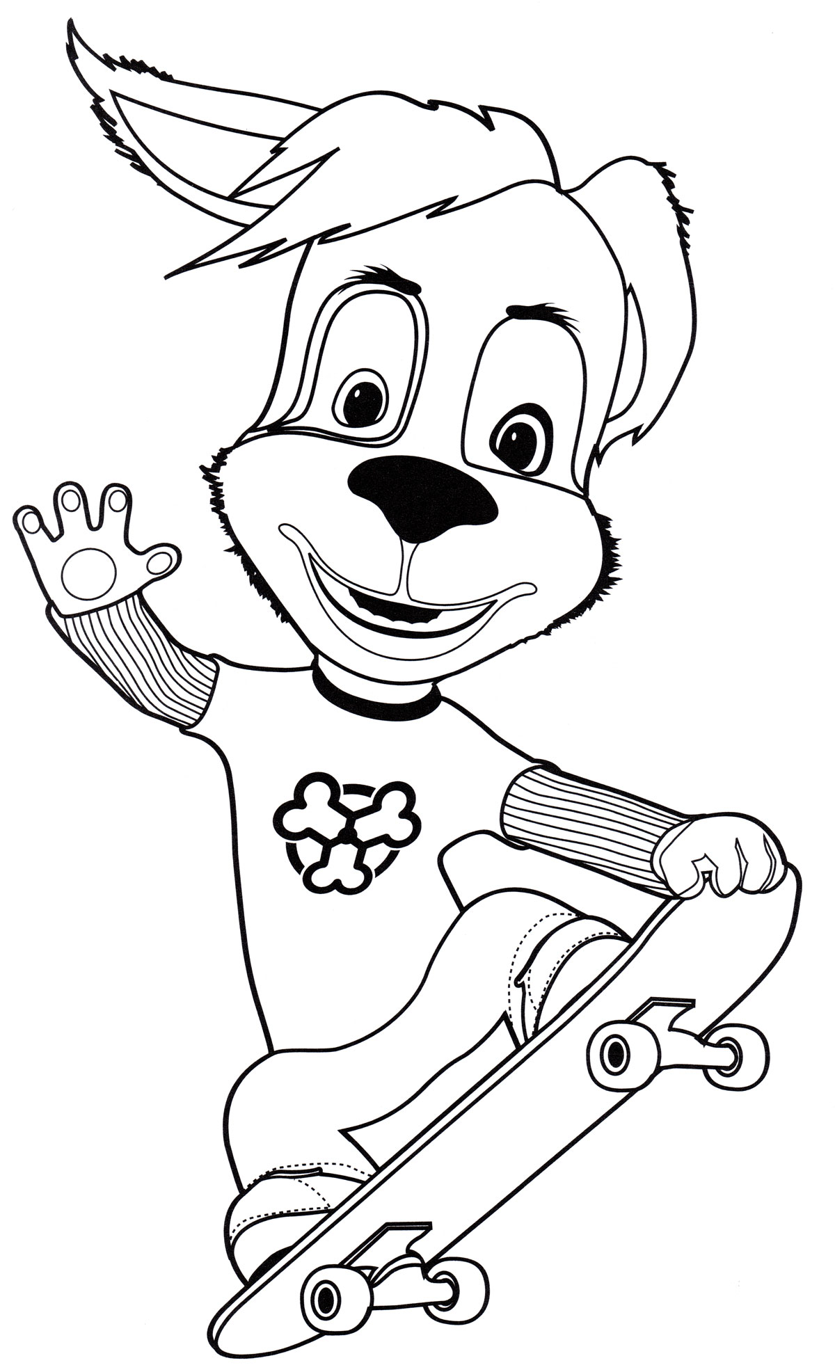 Раскраска Дружок на скейте