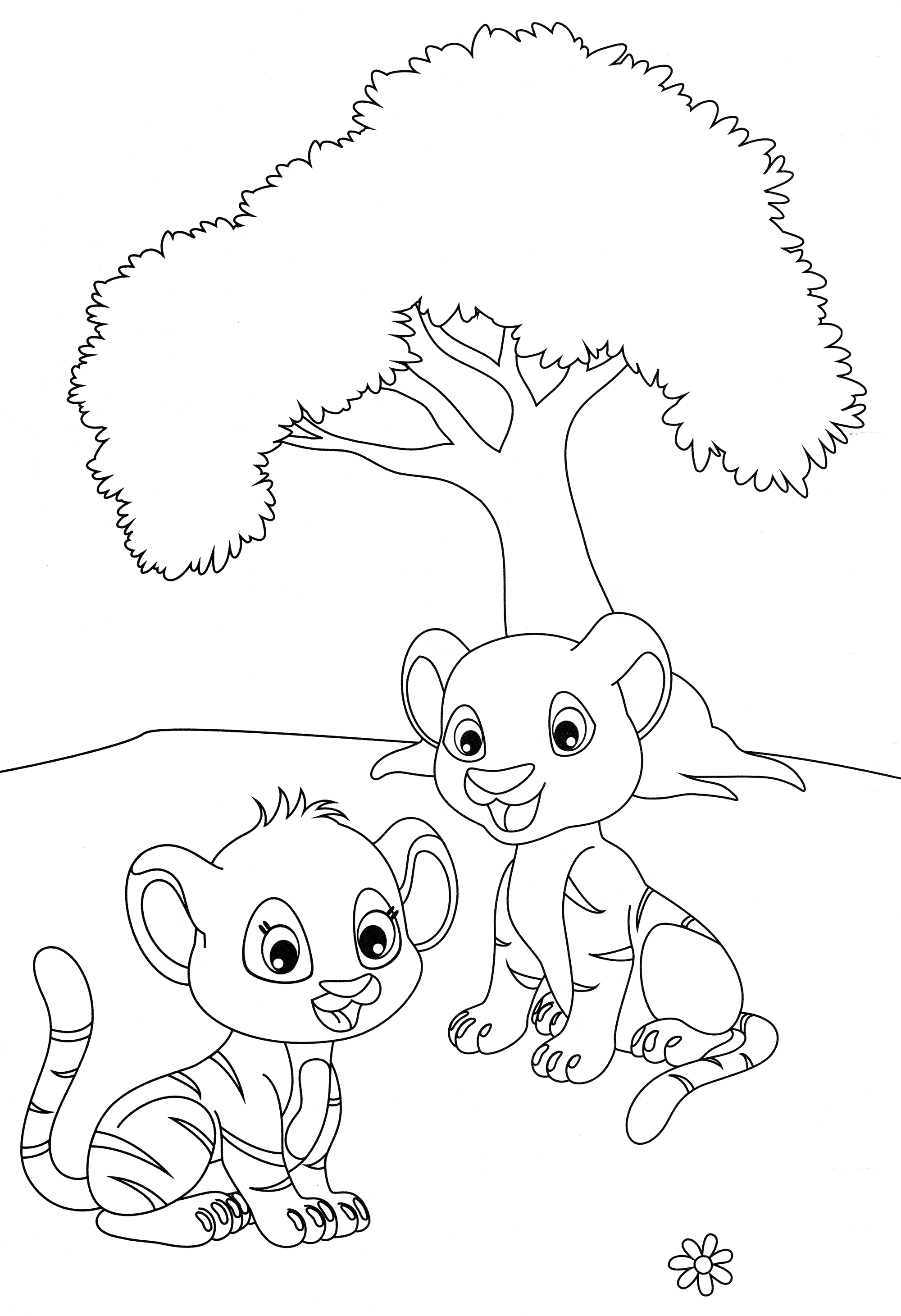 Раскраска Два тигрёнка