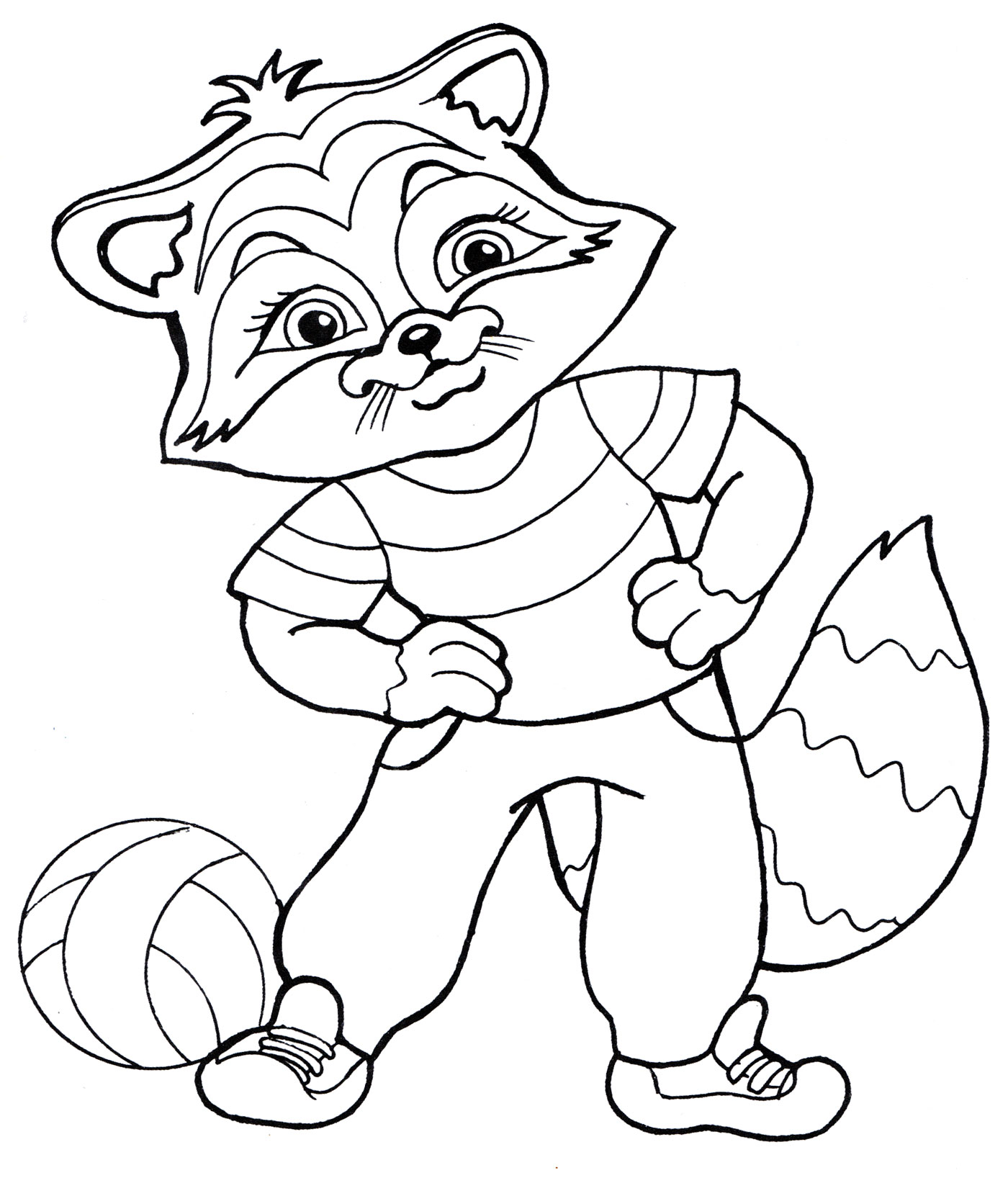 Раскраска Енот-волейболист