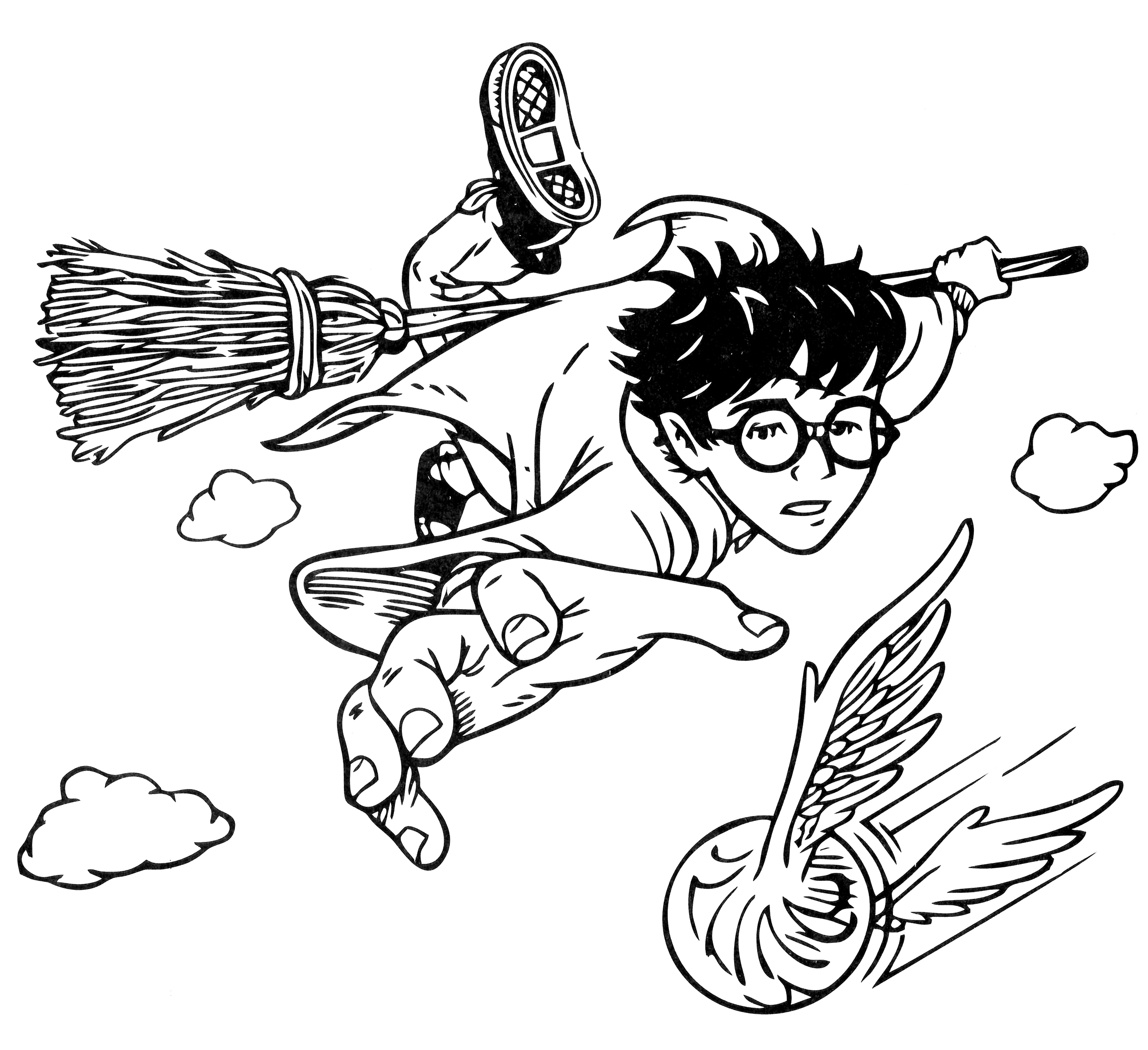 Раскраска Гарри в погоне за снитчем