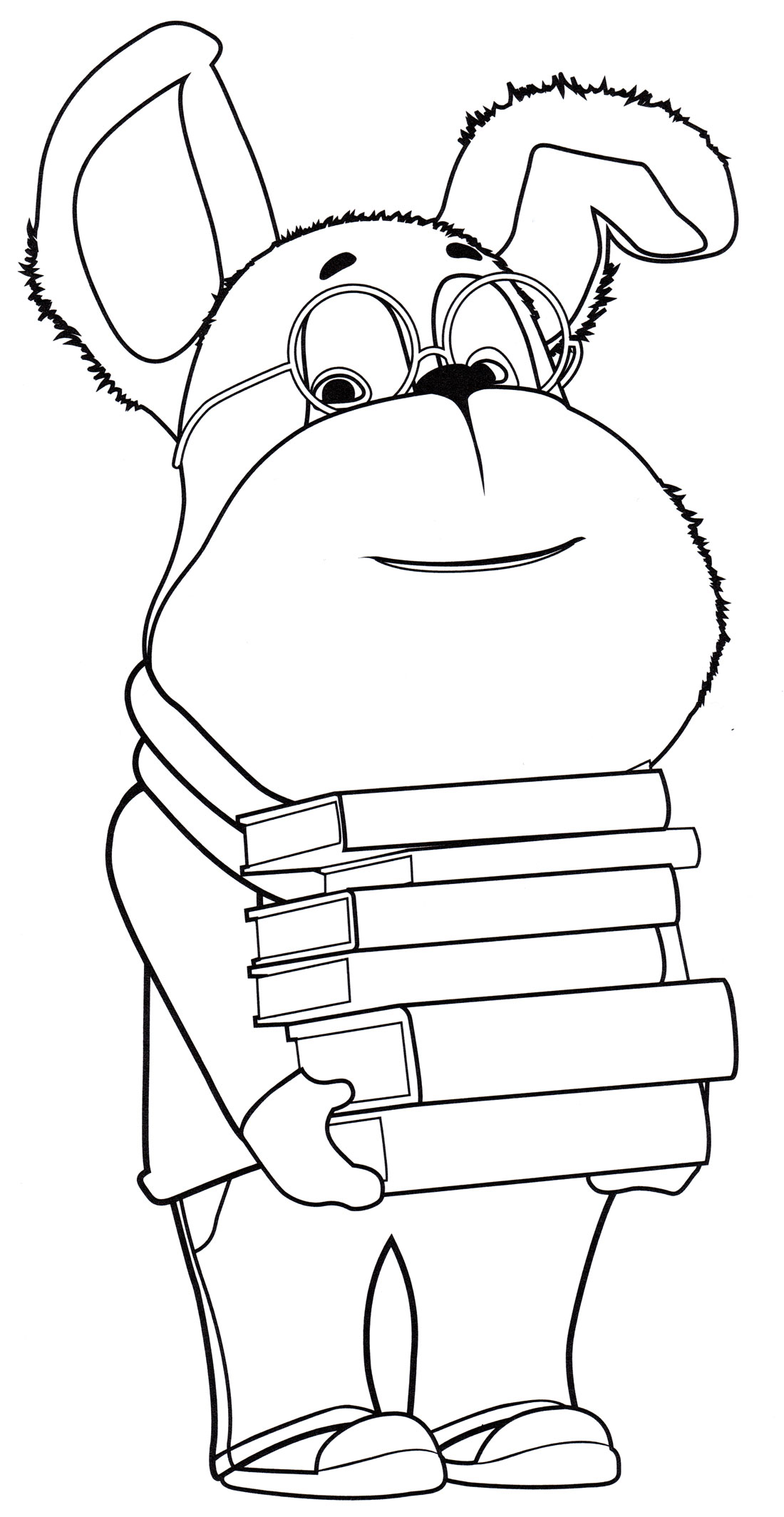 Раскраска Гена с книжками