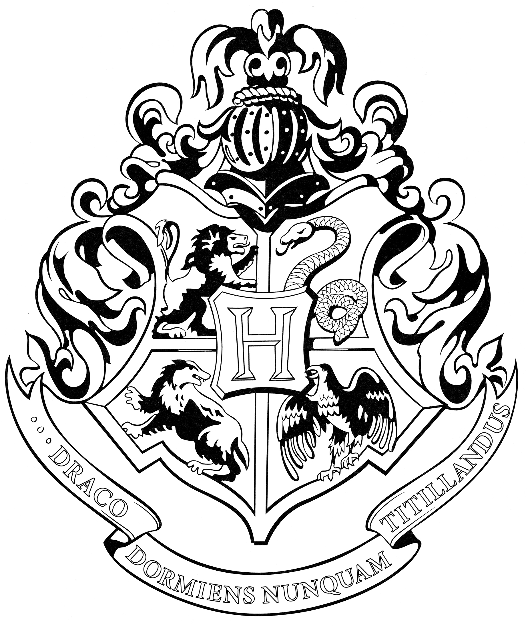 Раскраска Герб Хогвартса