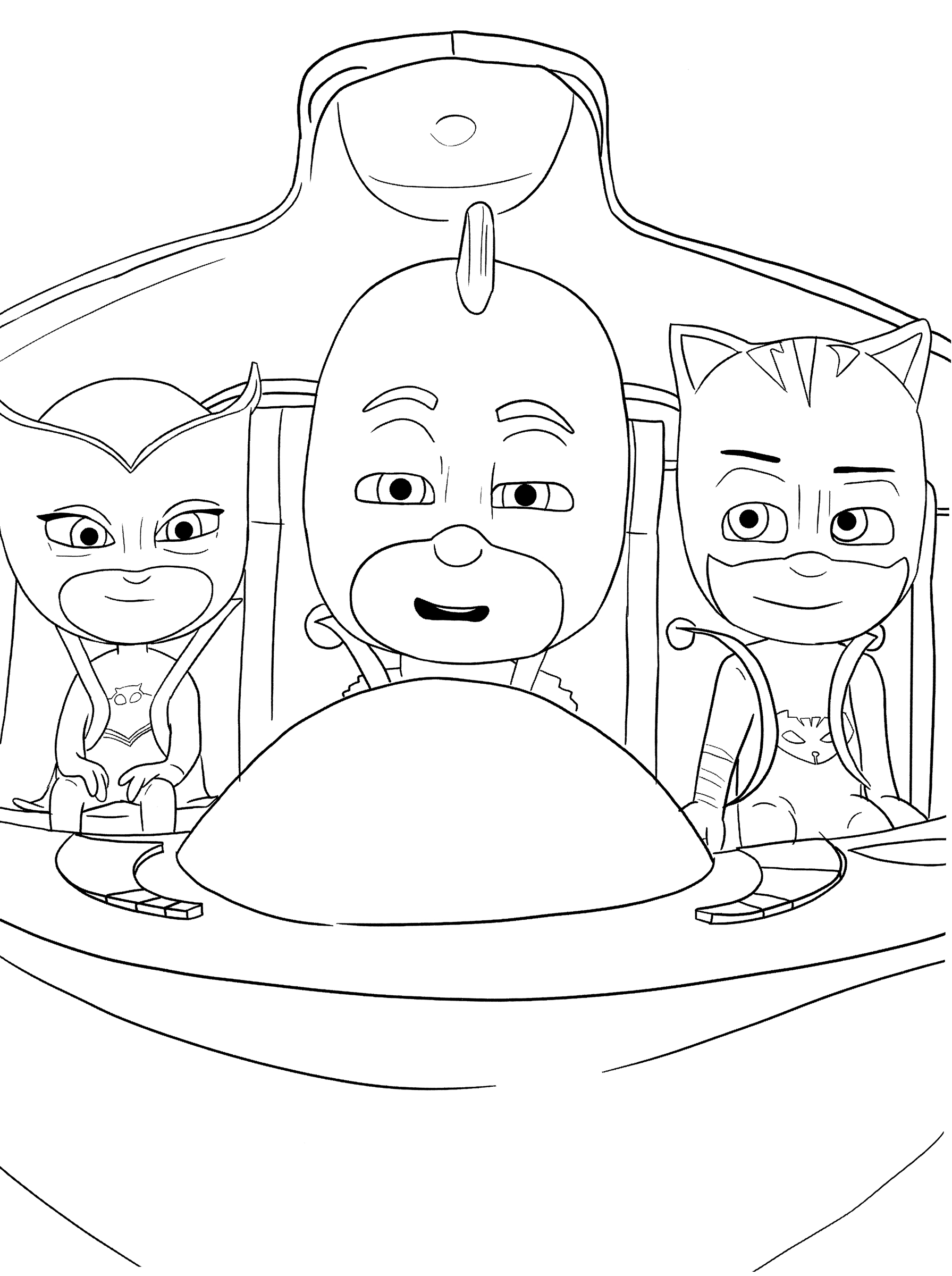 Раскраска Герои на своем корабле