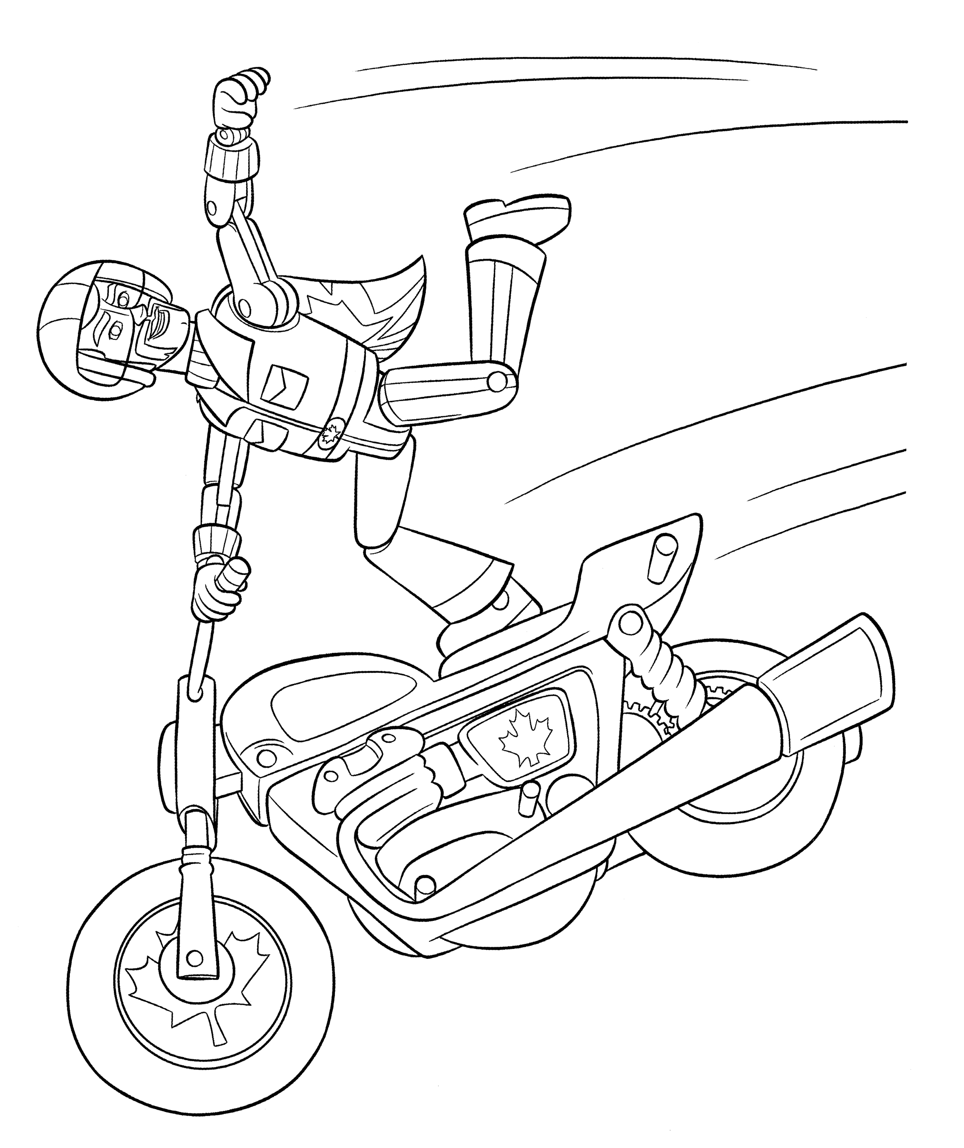 Раскраска Герцог Кабум на мотоцикле