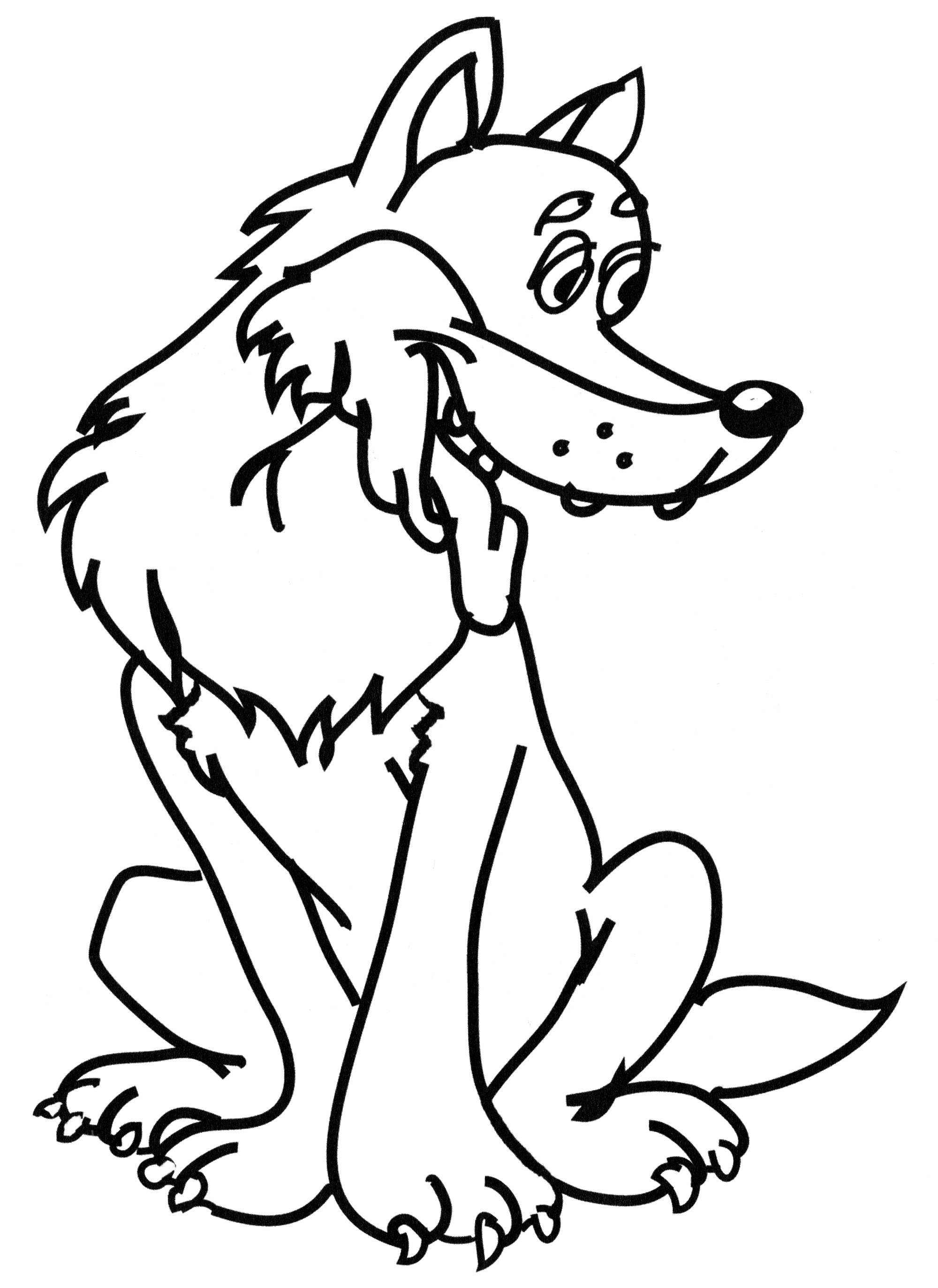 Раскраска Голодный волк