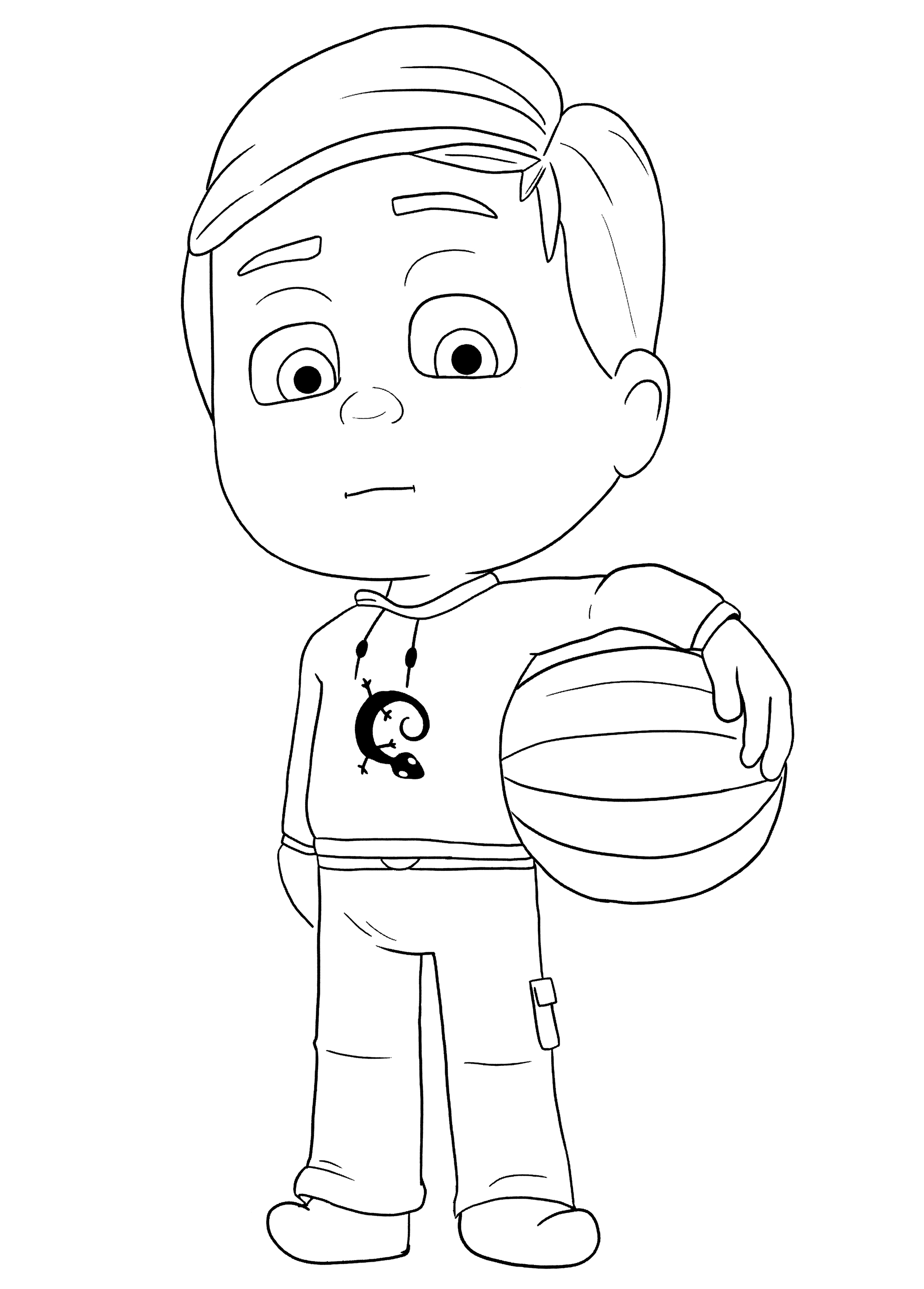 Раскраска Грег держит мяч