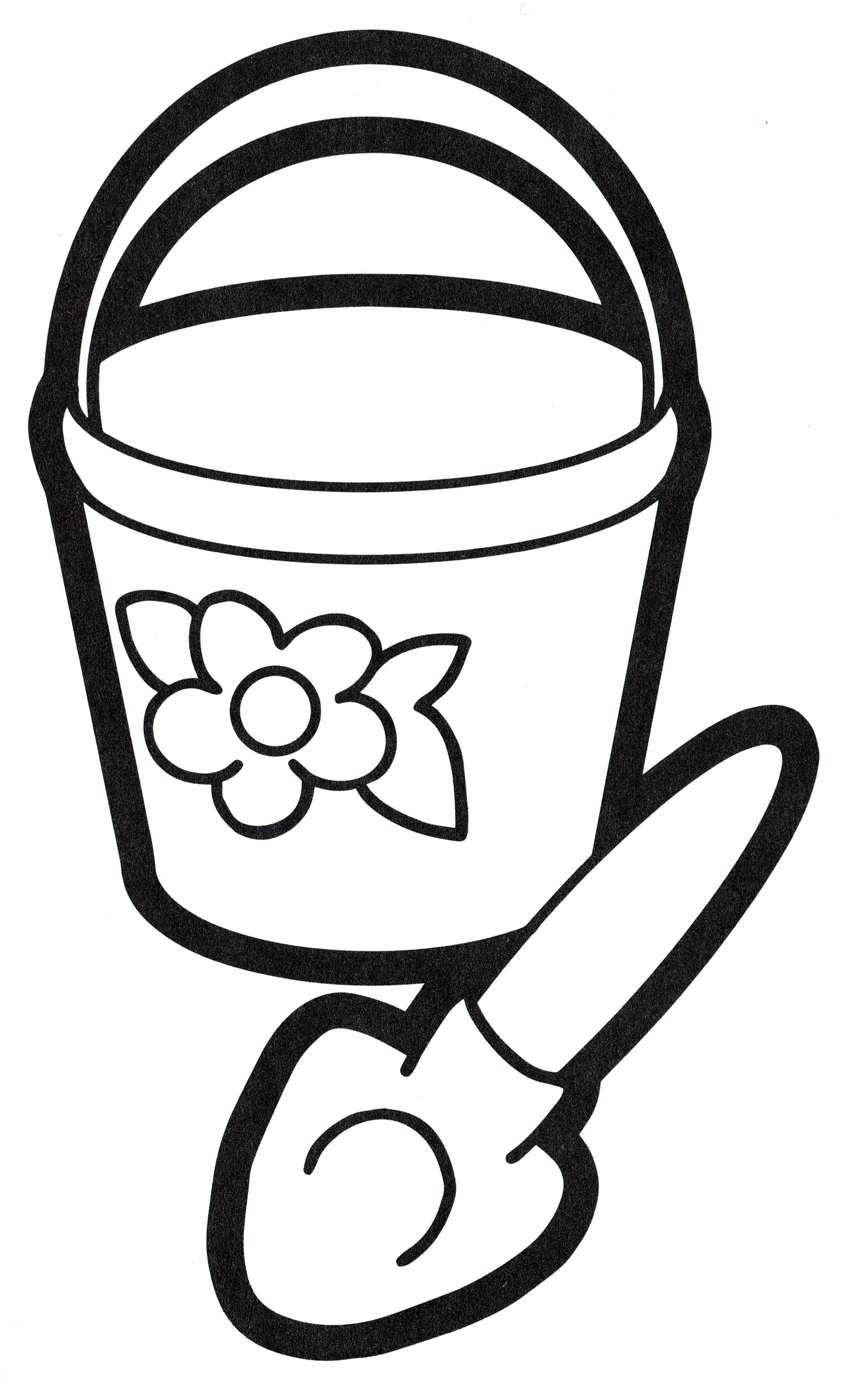 Раскраска Игрушечное ведерко и лопатка