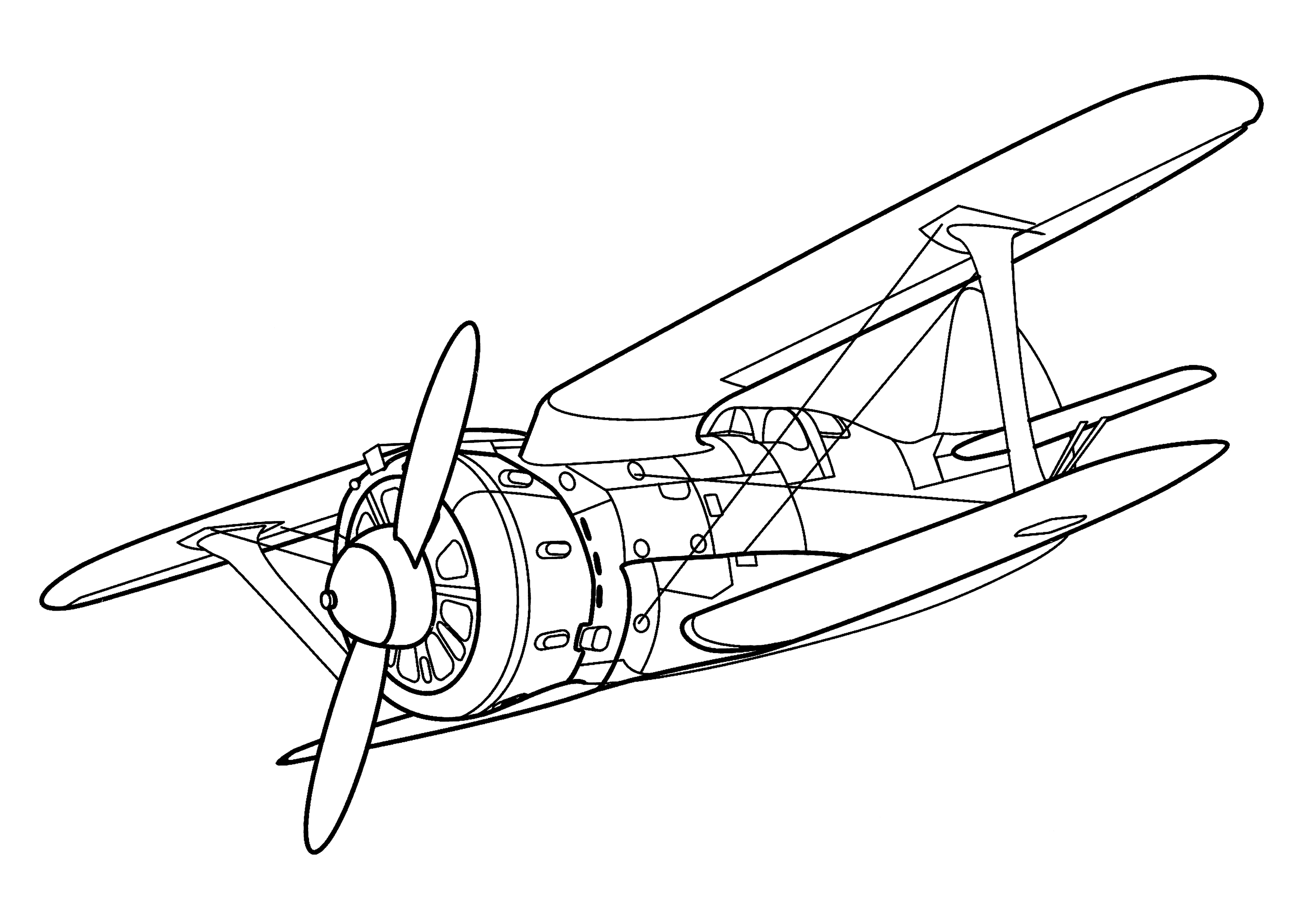 Раскраска Истребитель И-153 "Чайка"