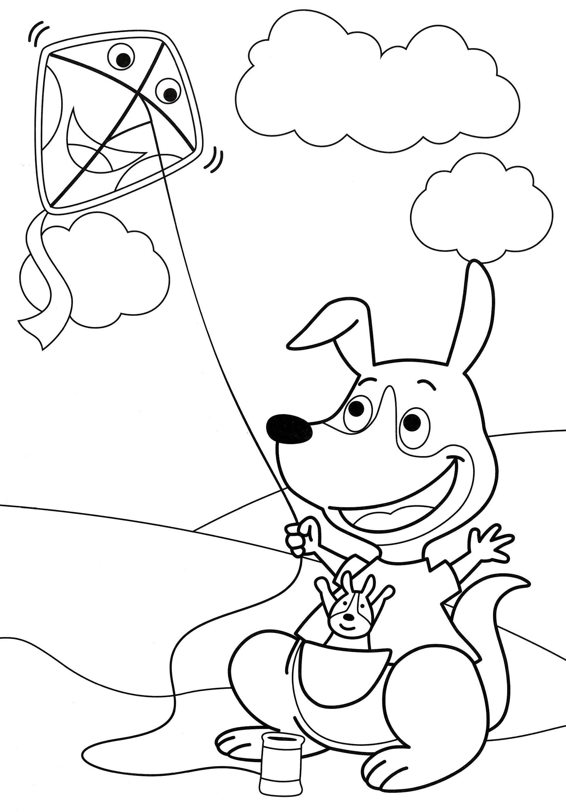 Раскраска Кенгуру играются