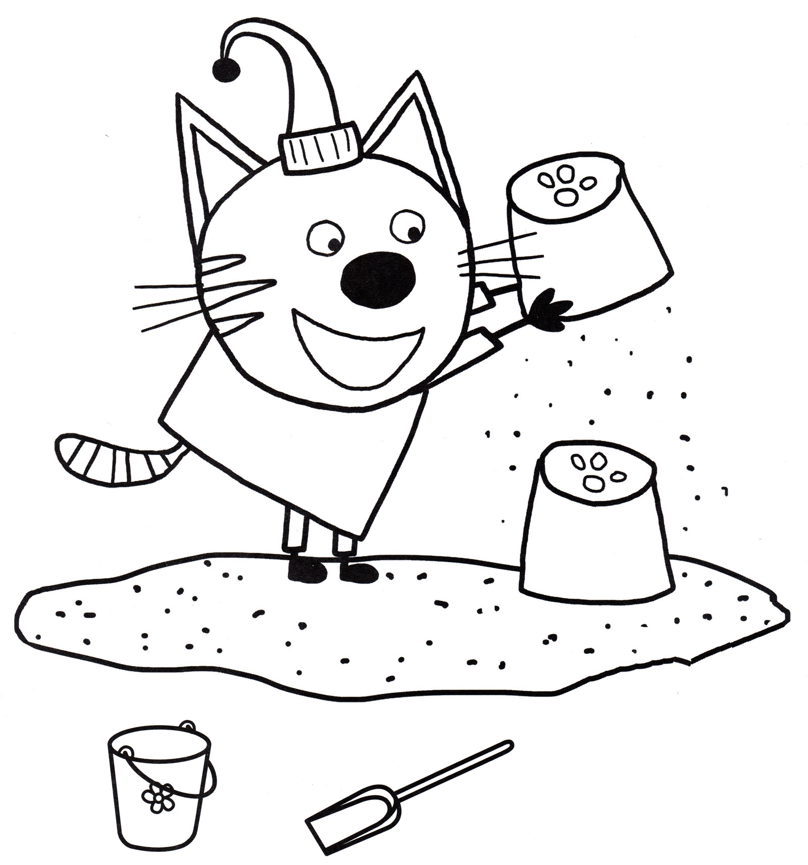 Раскраска Компот играет в песочнице