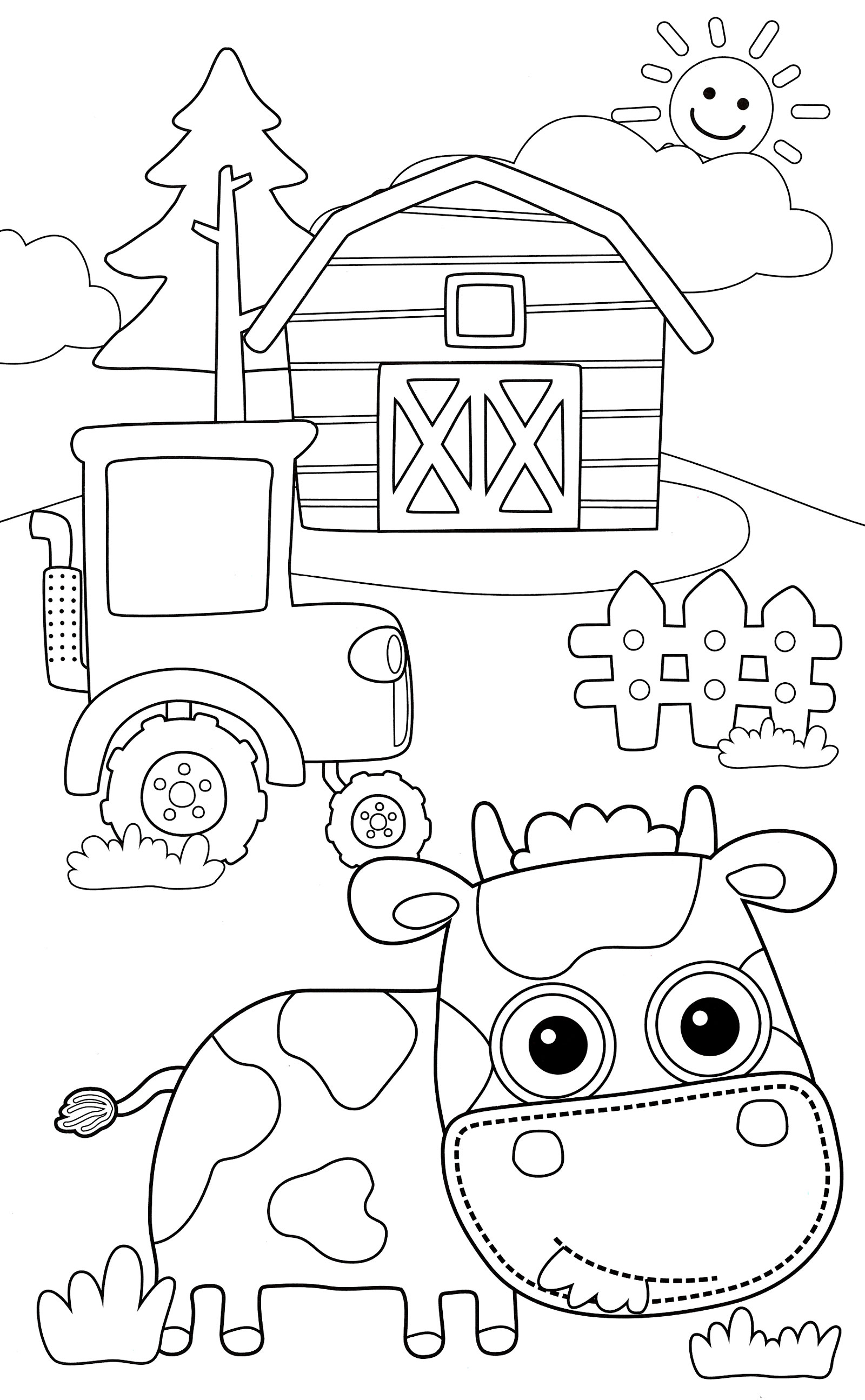 Раскраска Коровка на ферме