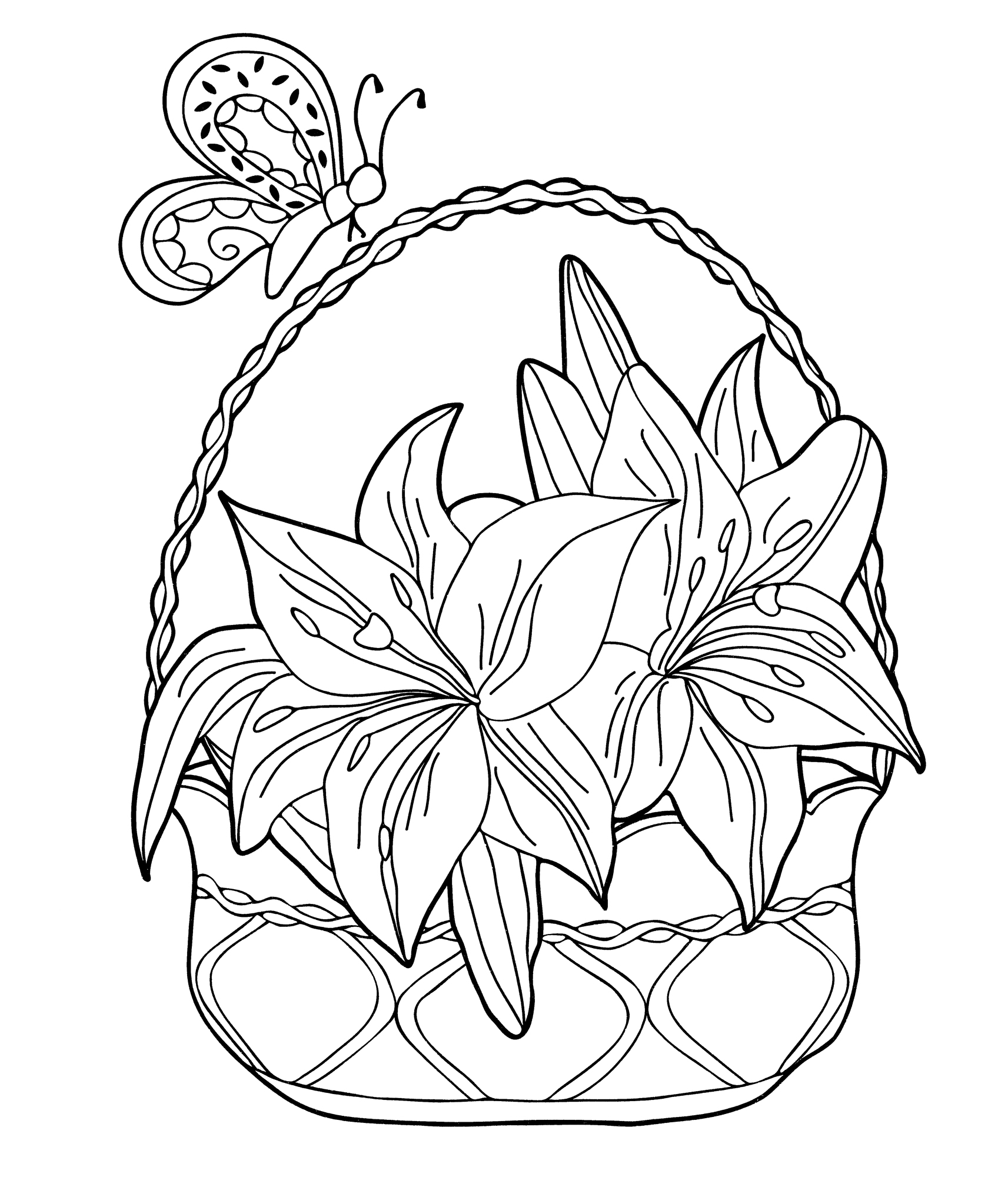 Раскраска Корзинка с лилией