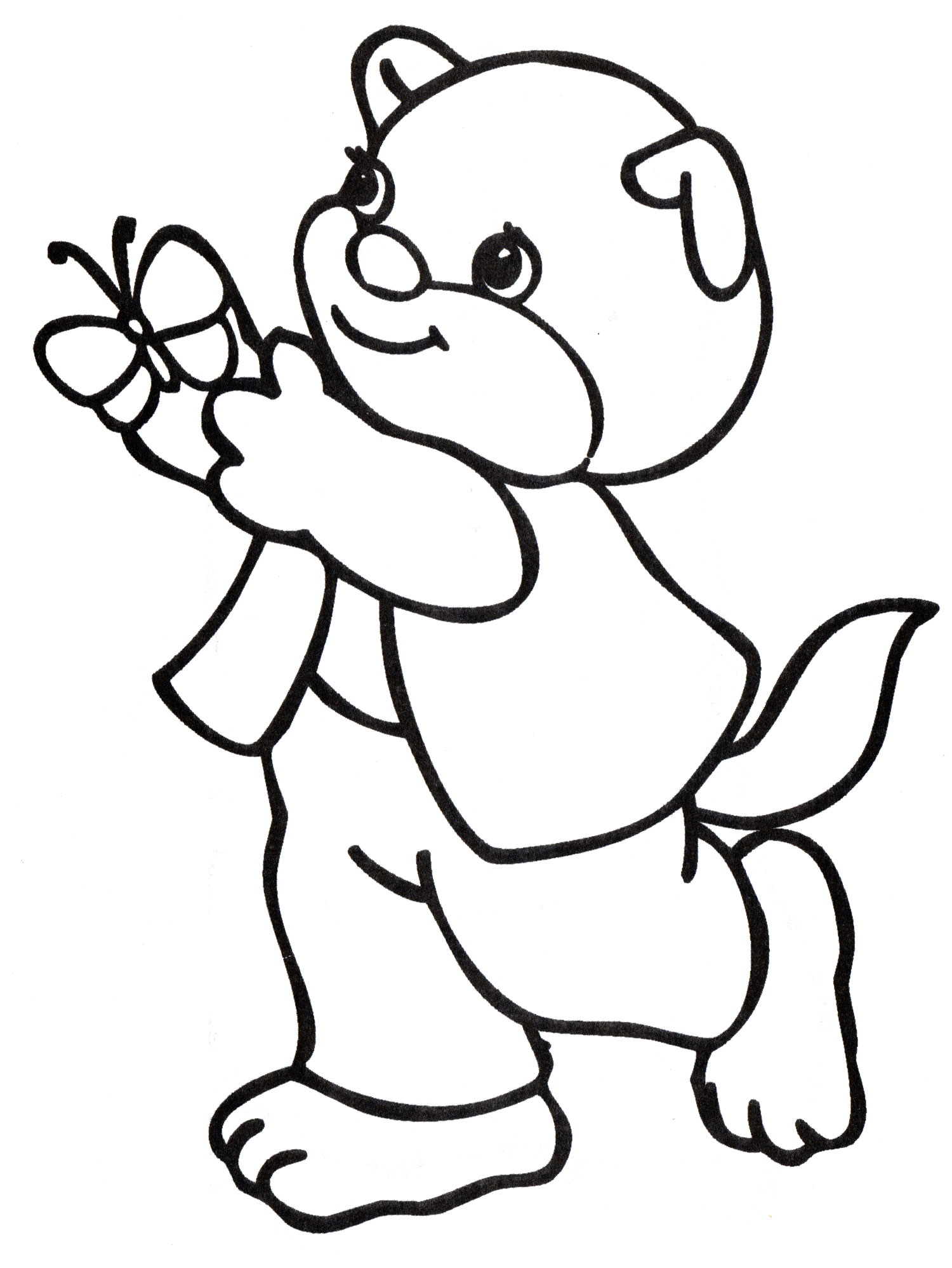 Раскраска Котенок и бабочка
