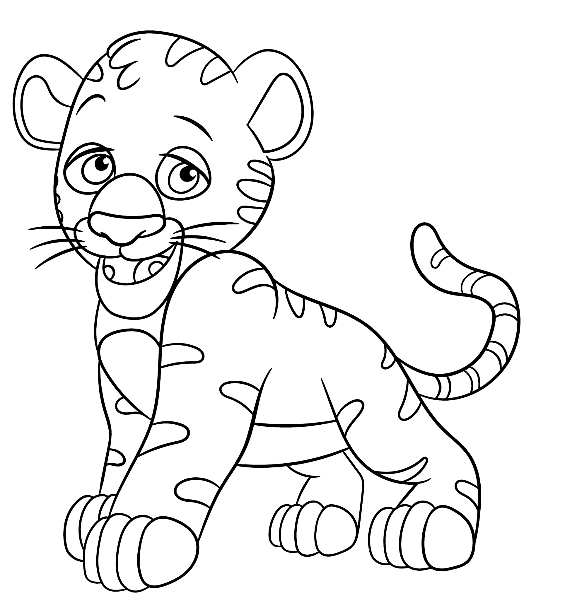 Раскраска Крупный тигренок