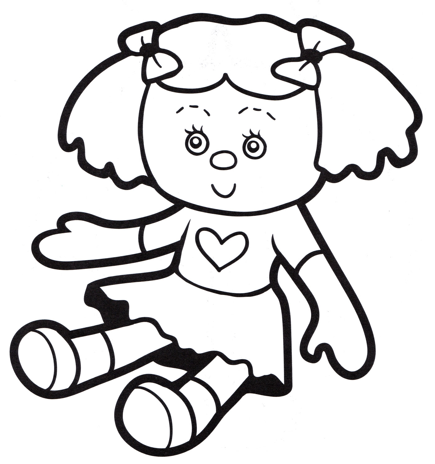 Раскраска Кукла с бантиками