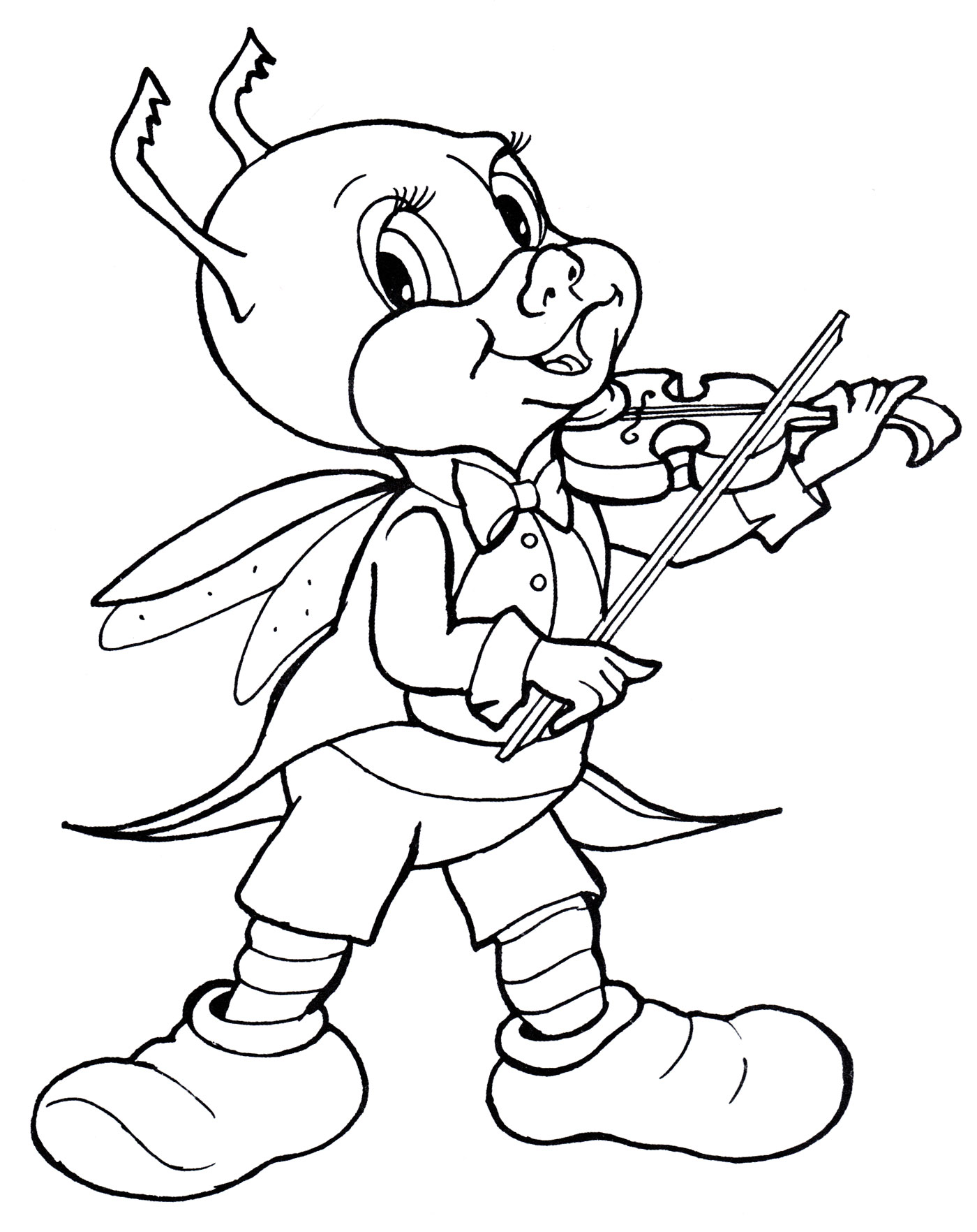 Раскраска Кузнечик играет на скрипке