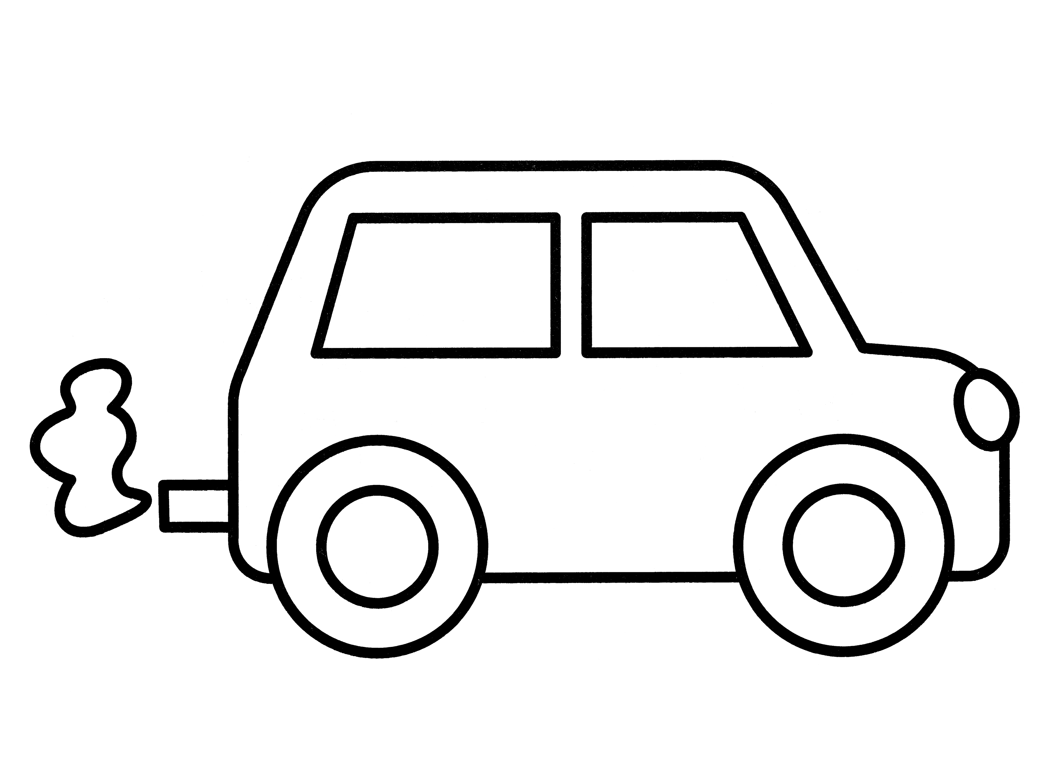 Раскраска Маленькая машинка с выхлопной трубой