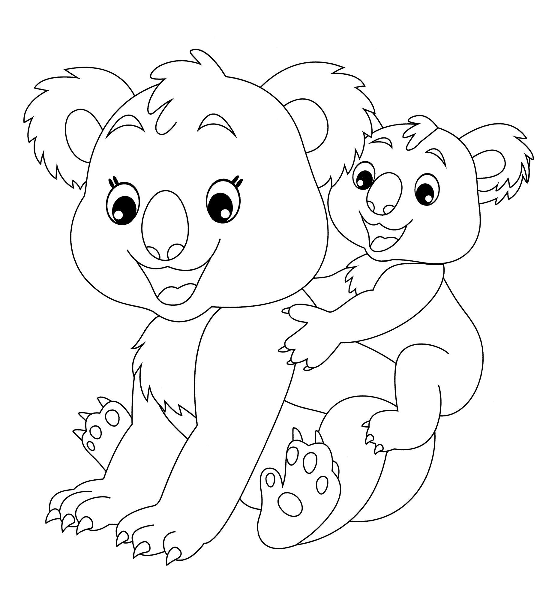 Раскраска Мама коала с сыном