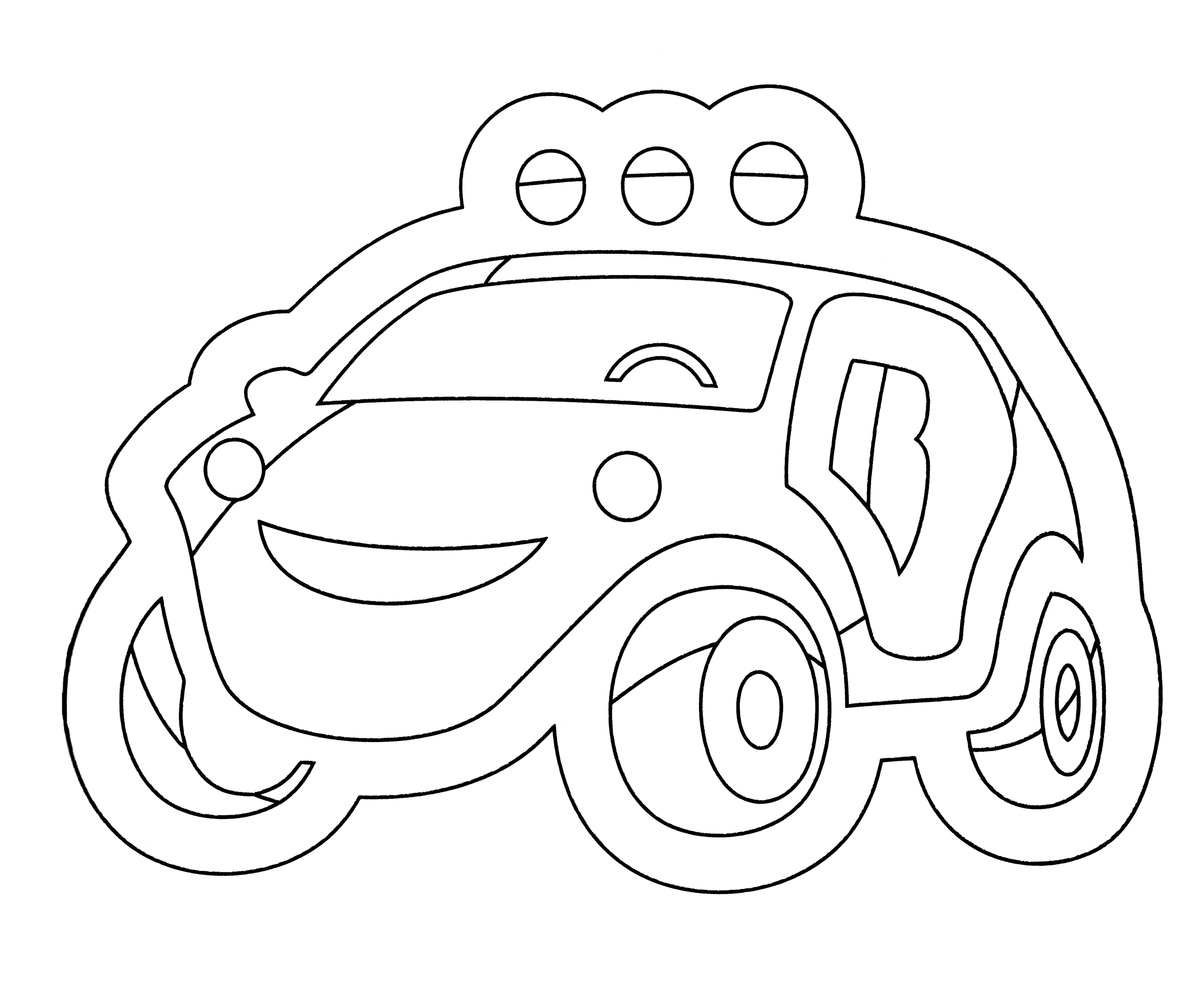 Раскраска Машинка с мордочкой